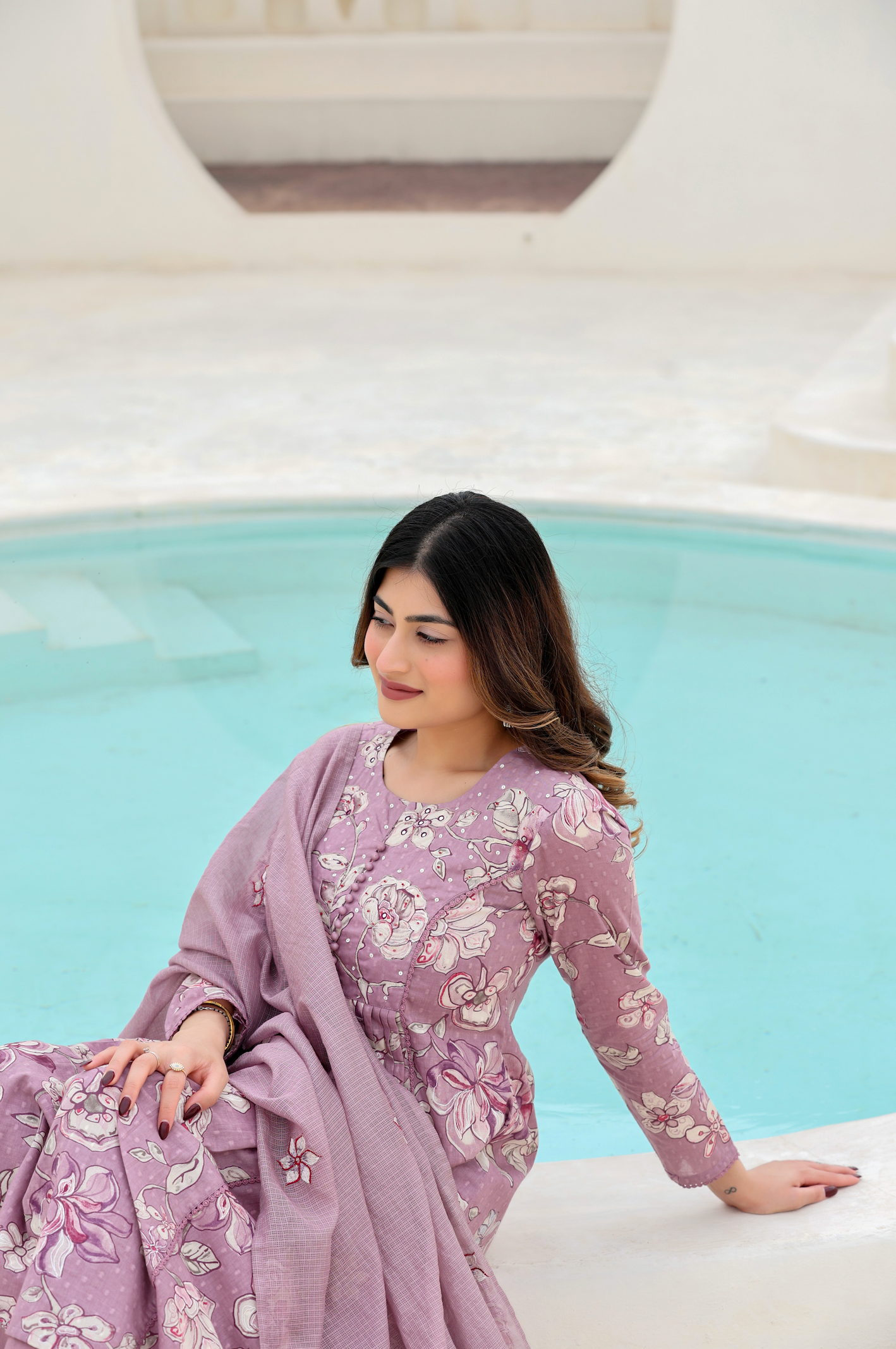 Lavender Bloom Cotton Suit Set