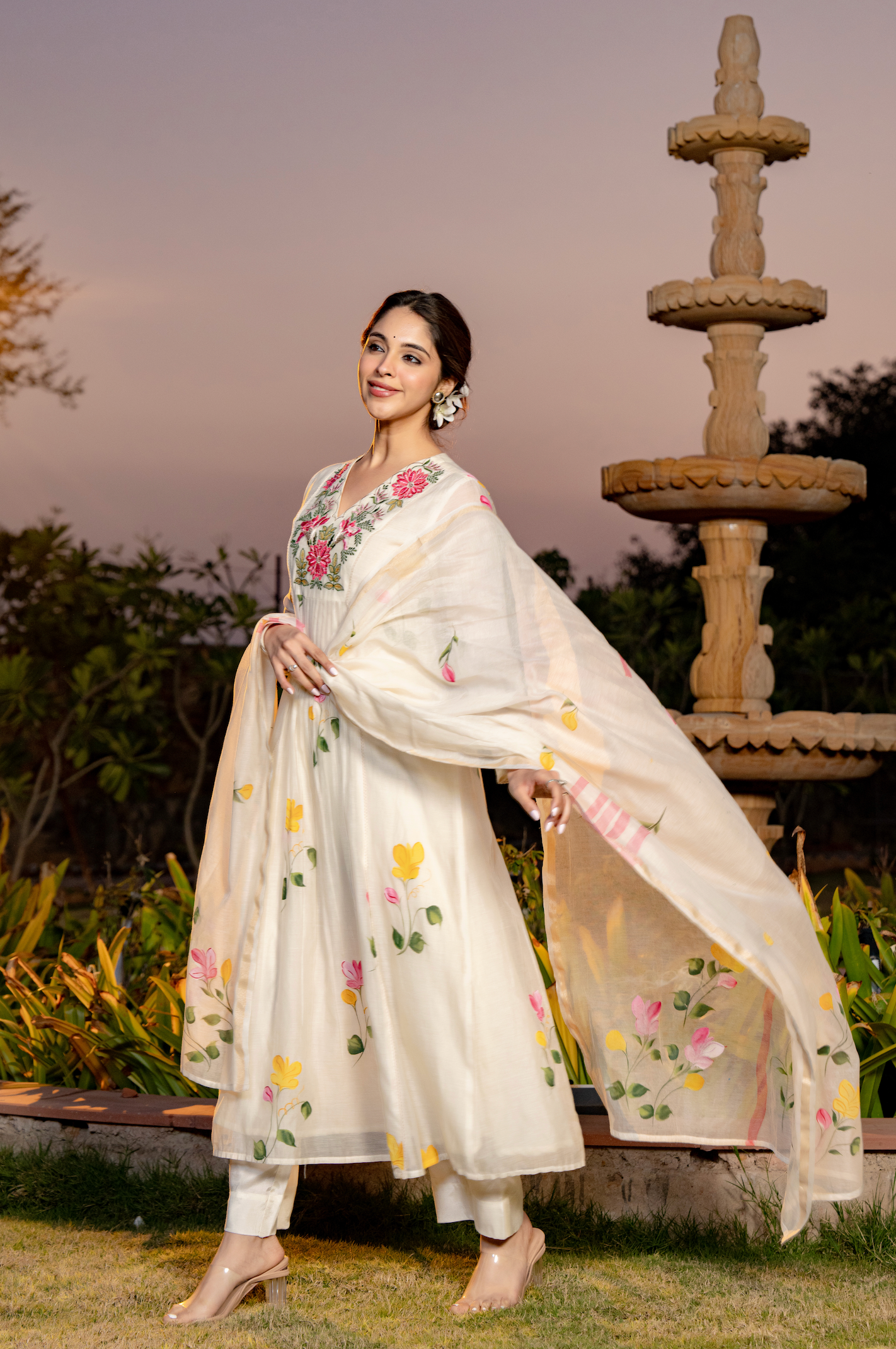 Ivory Bloom Chanderi Suit Set