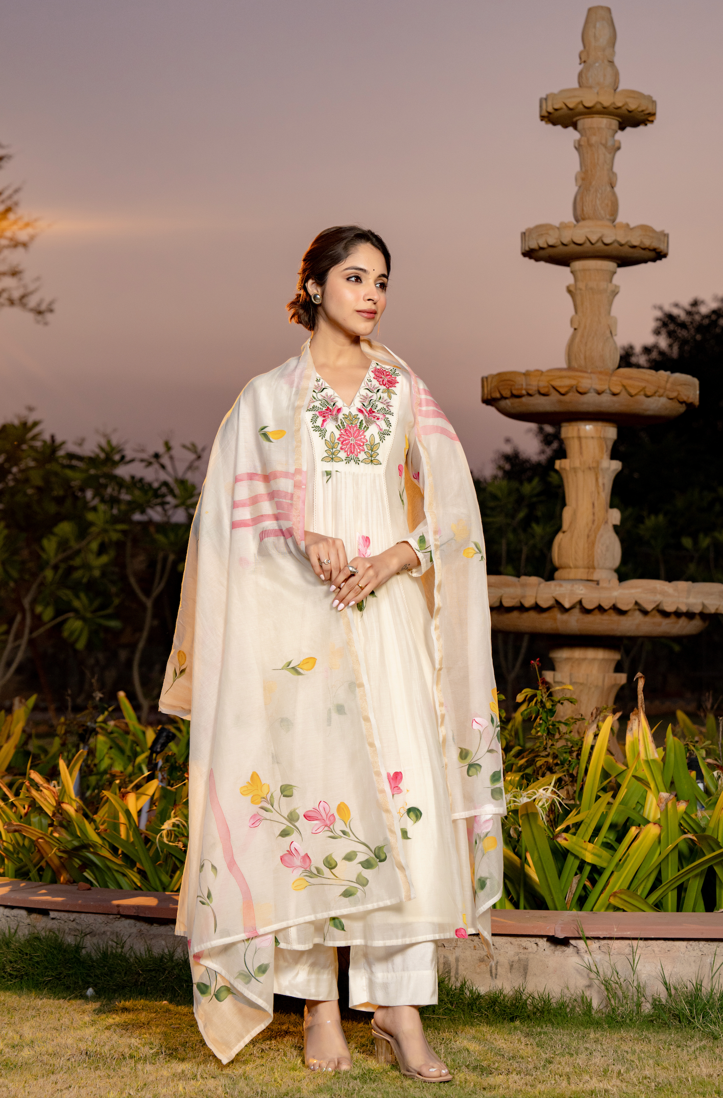 Ivory Bloom Chanderi Suit Set
