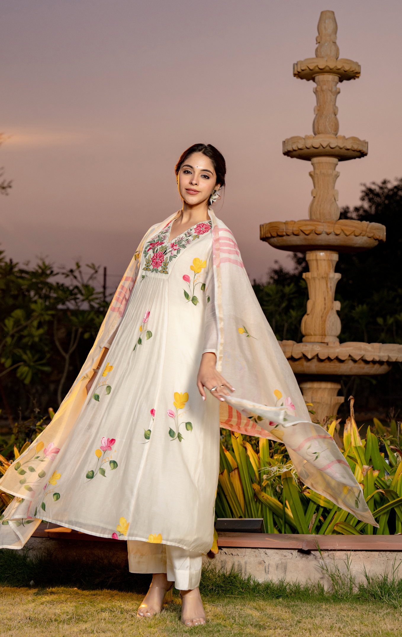 Ivory Bloom Chanderi Suit Set