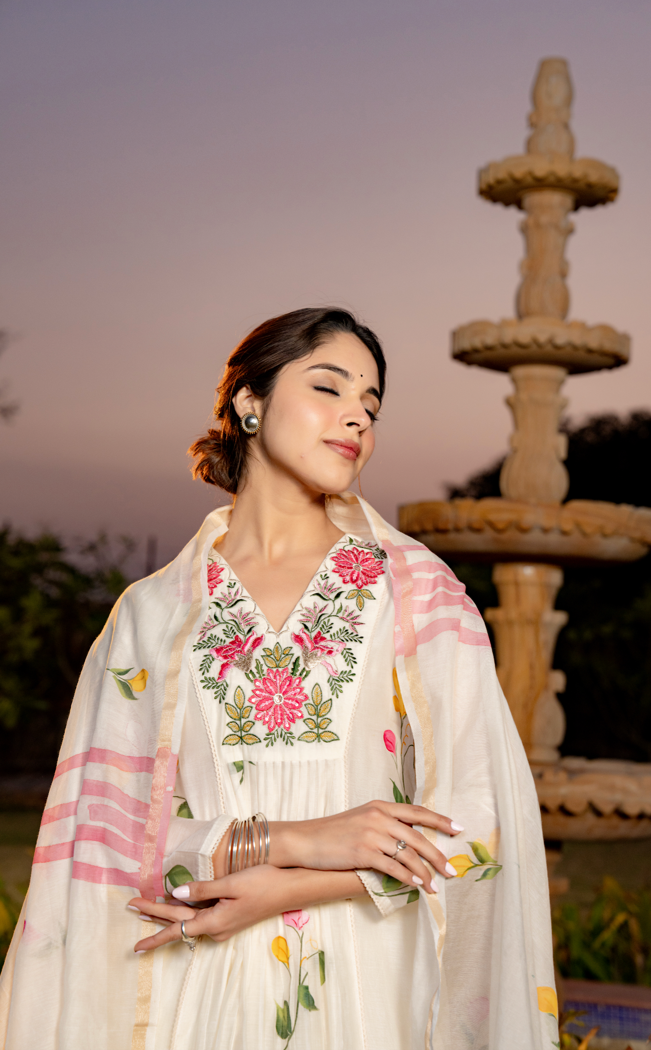 Ivory Bloom Chanderi Suit Set