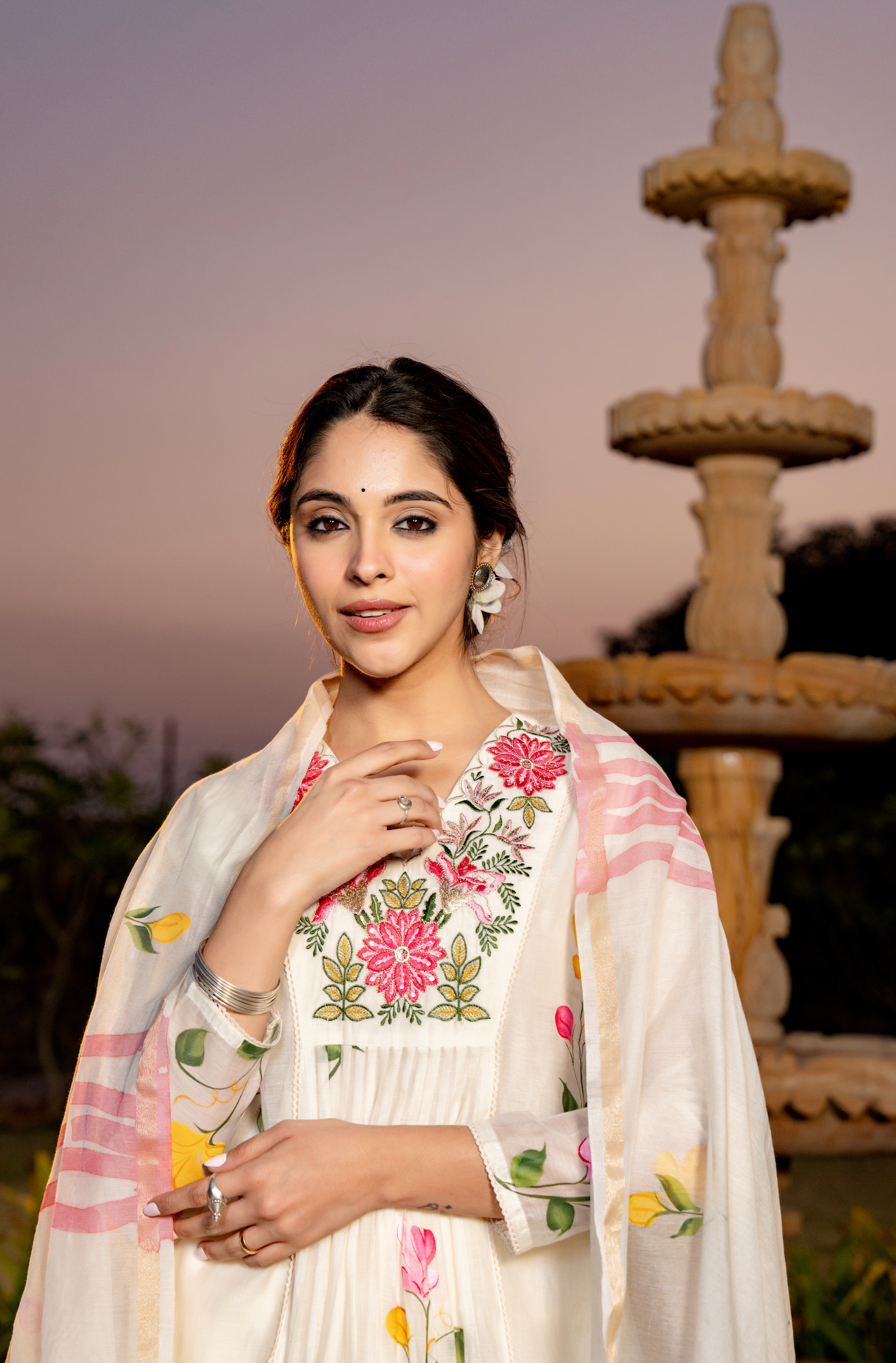 Ivory Bloom Chanderi Suit Set