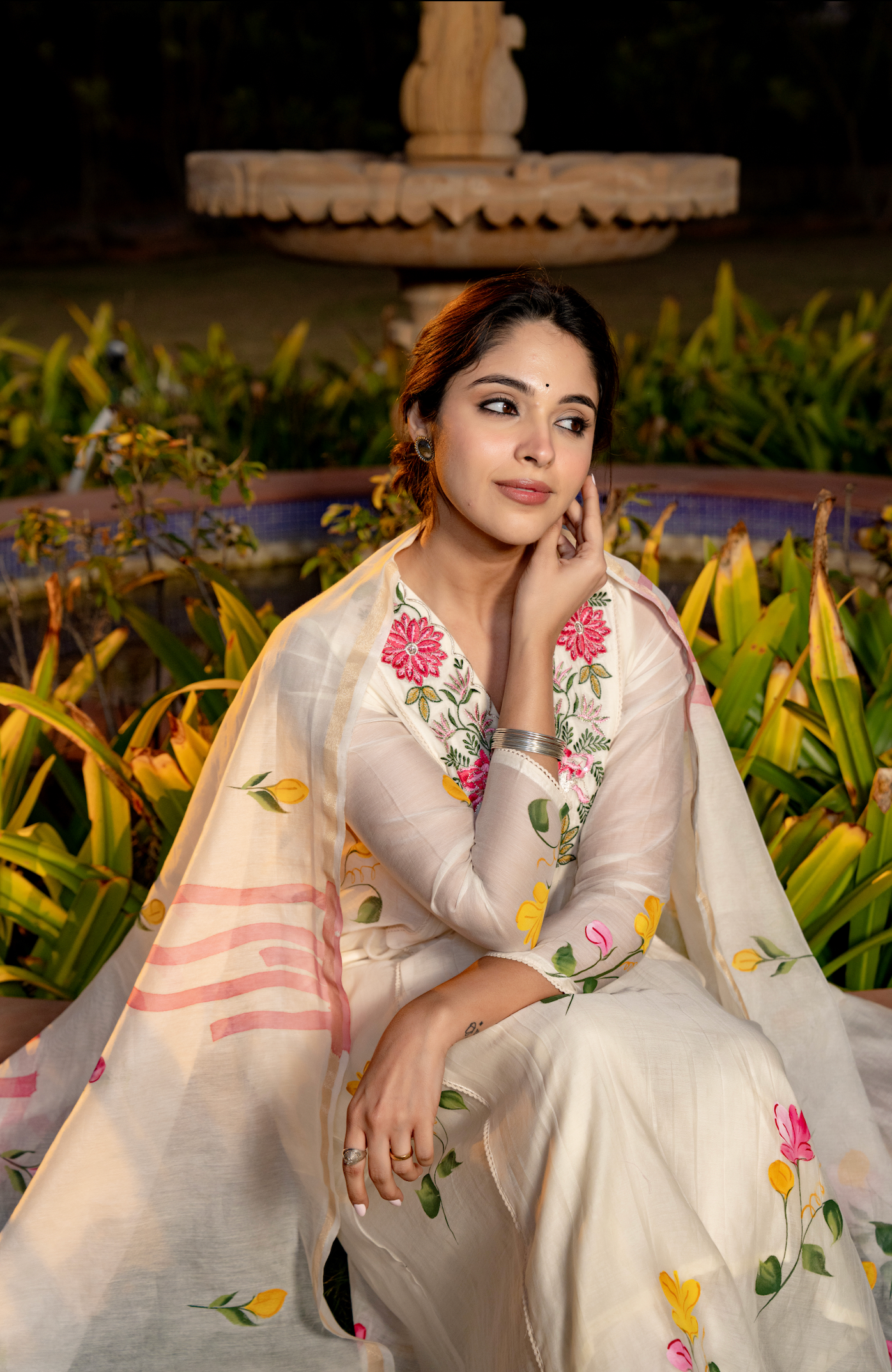 Ivory Bloom Chanderi Suit Set