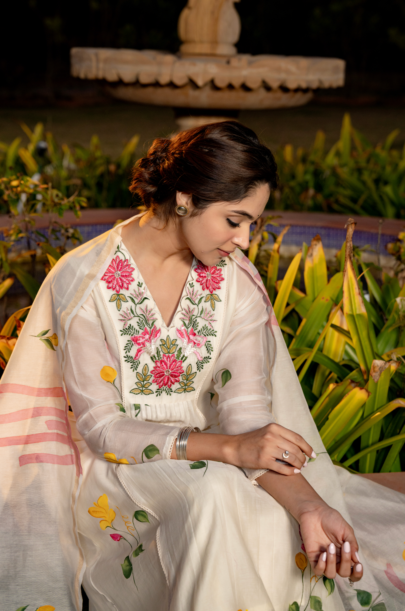 Ivory Bloom Chanderi Suit Set