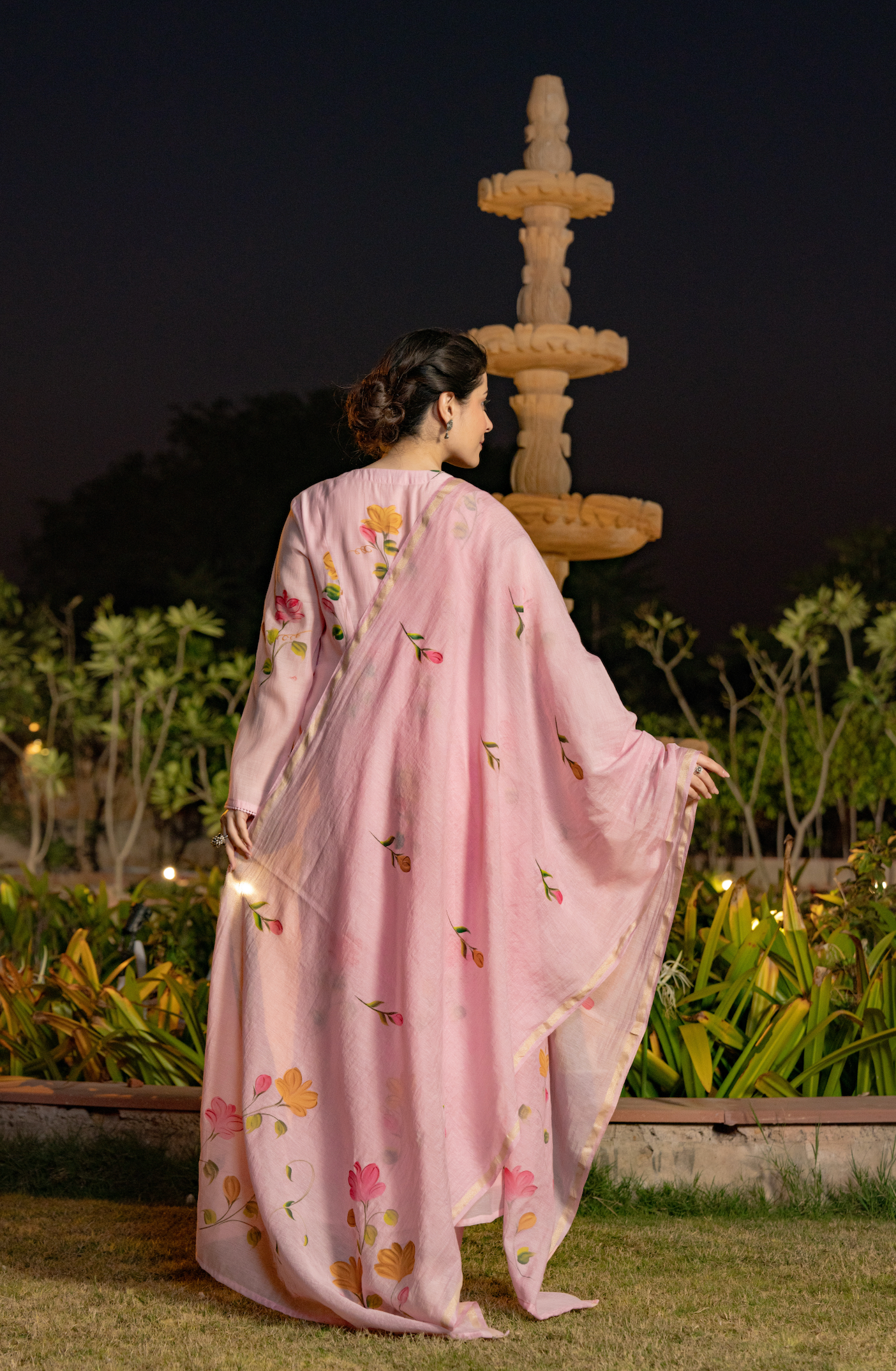 Rosy Bloom Chanderi Suit Set
