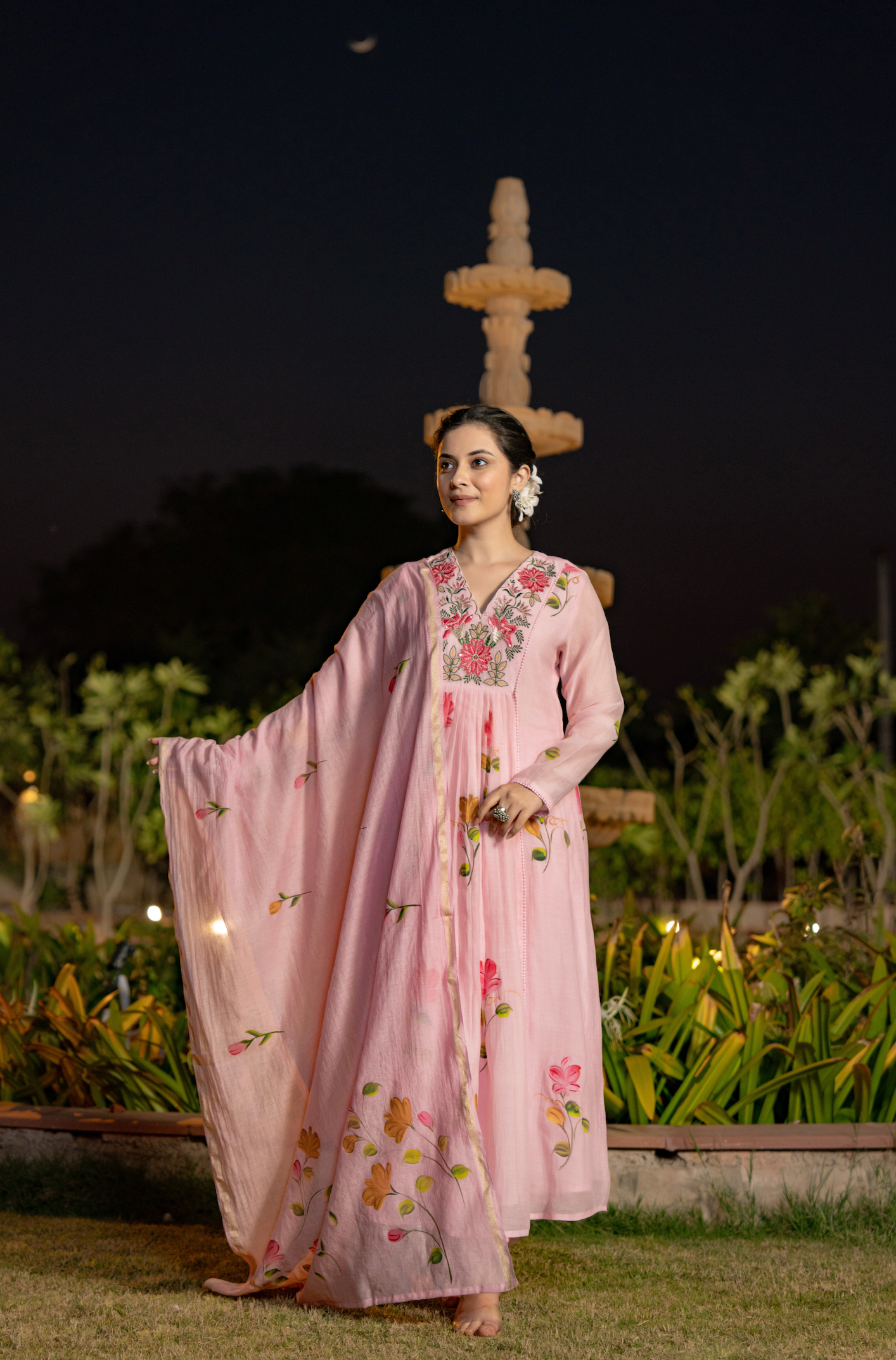 Rosy Bloom Chanderi Suit Set