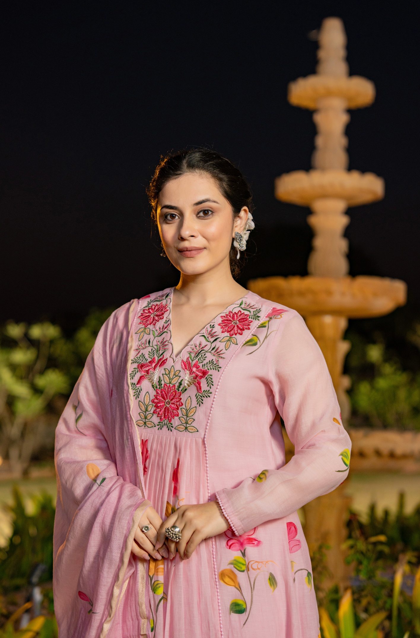 Rosy Bloom Chanderi Suit Set