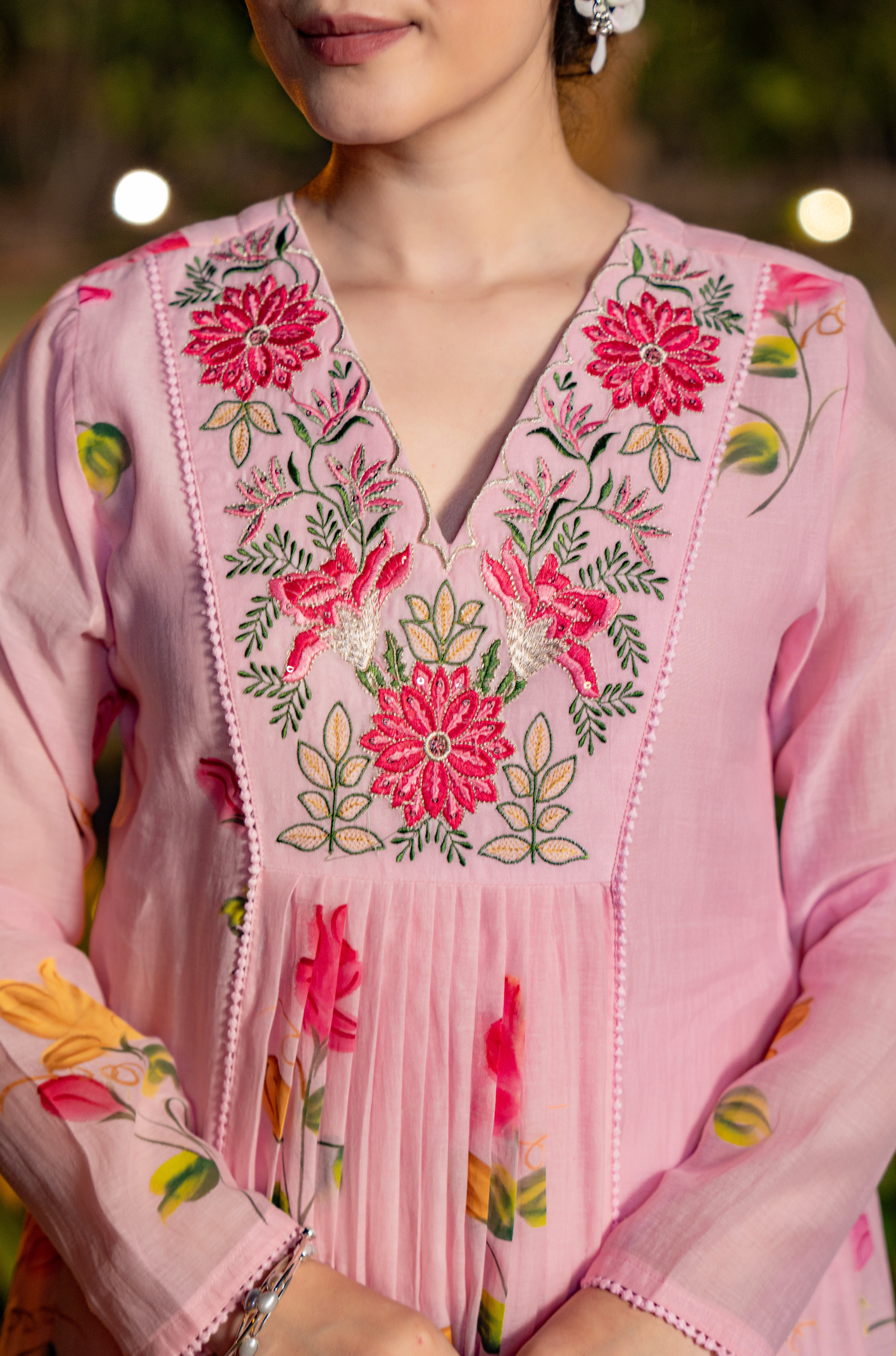 Rosy Bloom Chanderi Suit Set