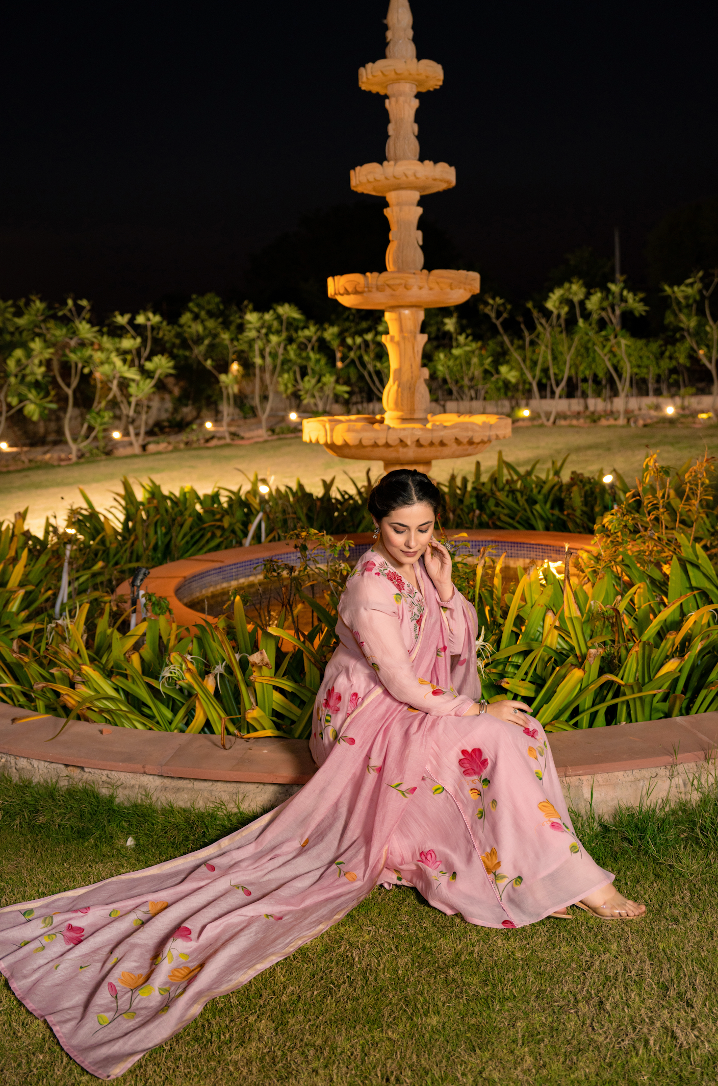 Rosy Bloom Chanderi Suit Set