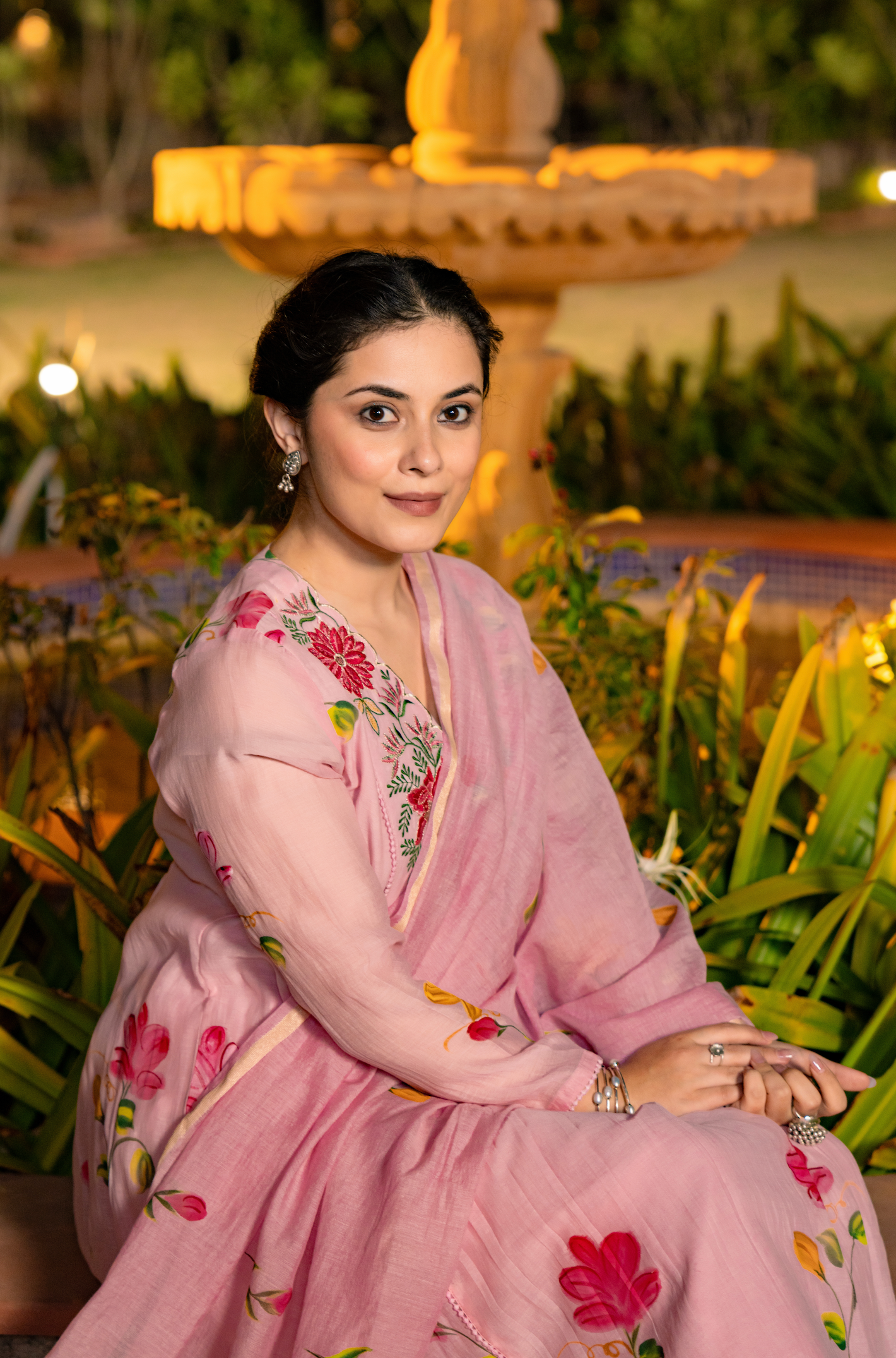 Rosy Bloom Chanderi Suit Set