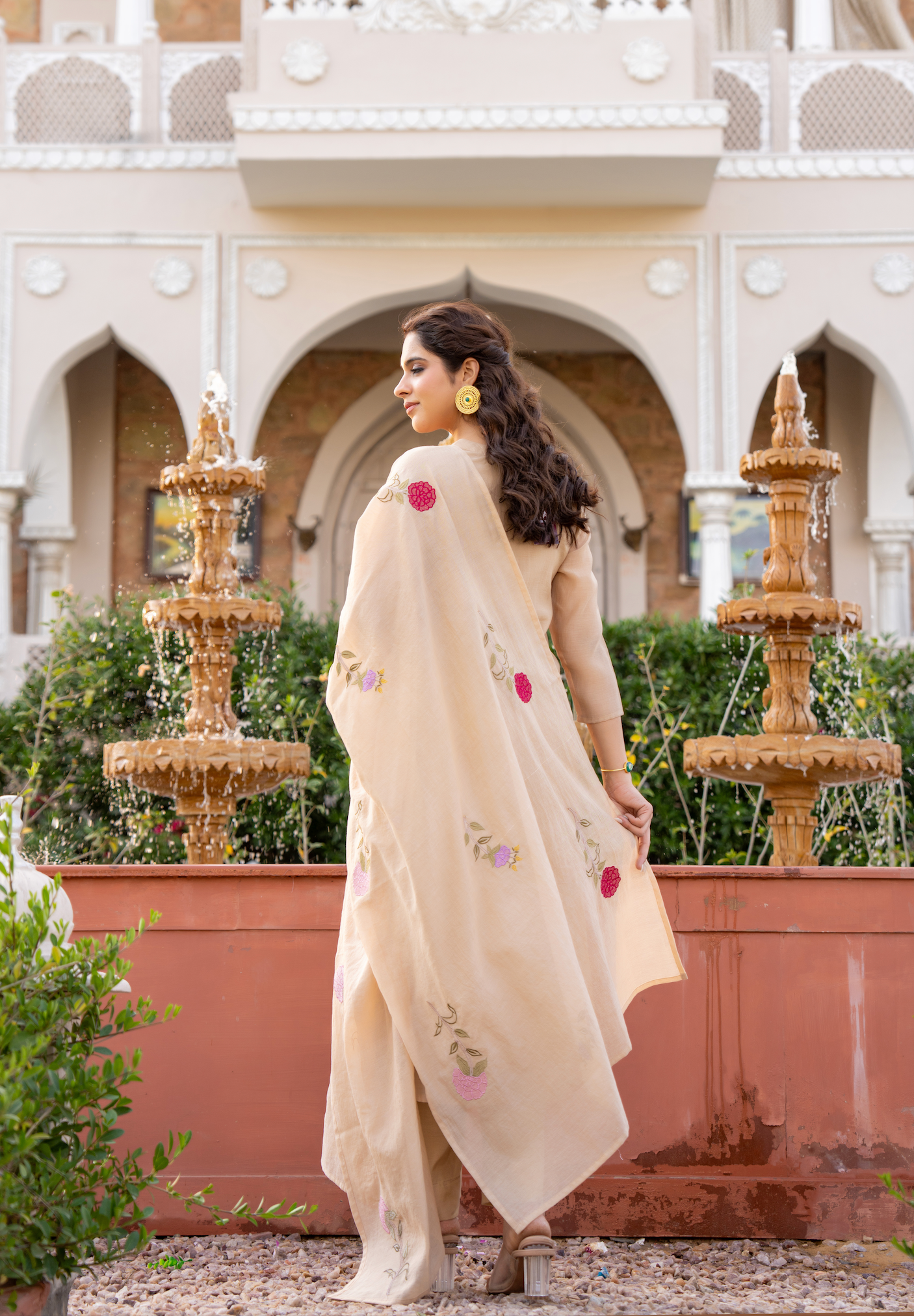 Ivory Blossom Chanderi Suit Set