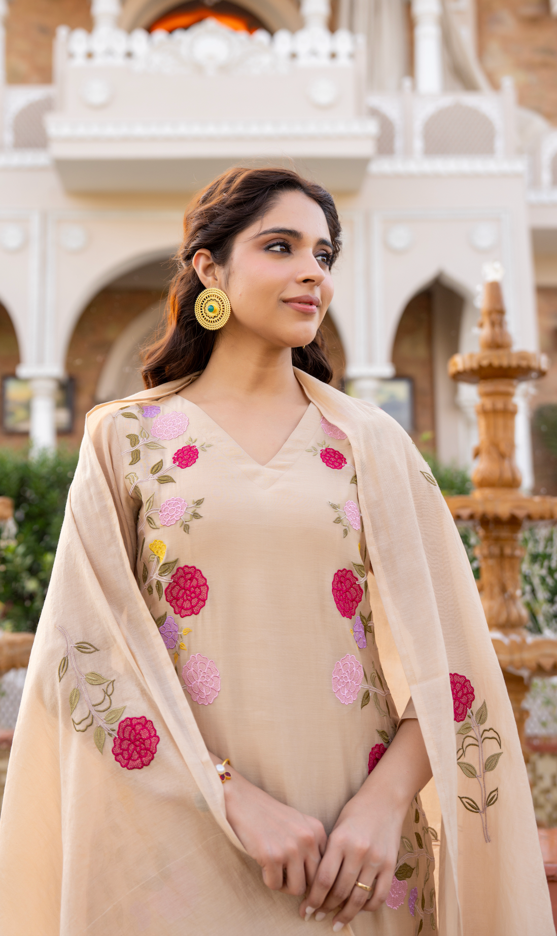 Ivory Blossom Chanderi Suit Set