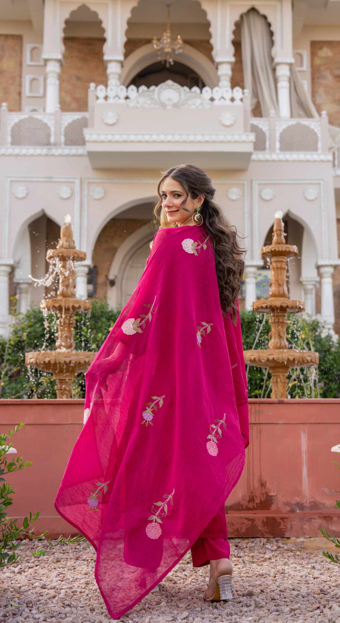 Crimson Blush Chanderi Suit Set