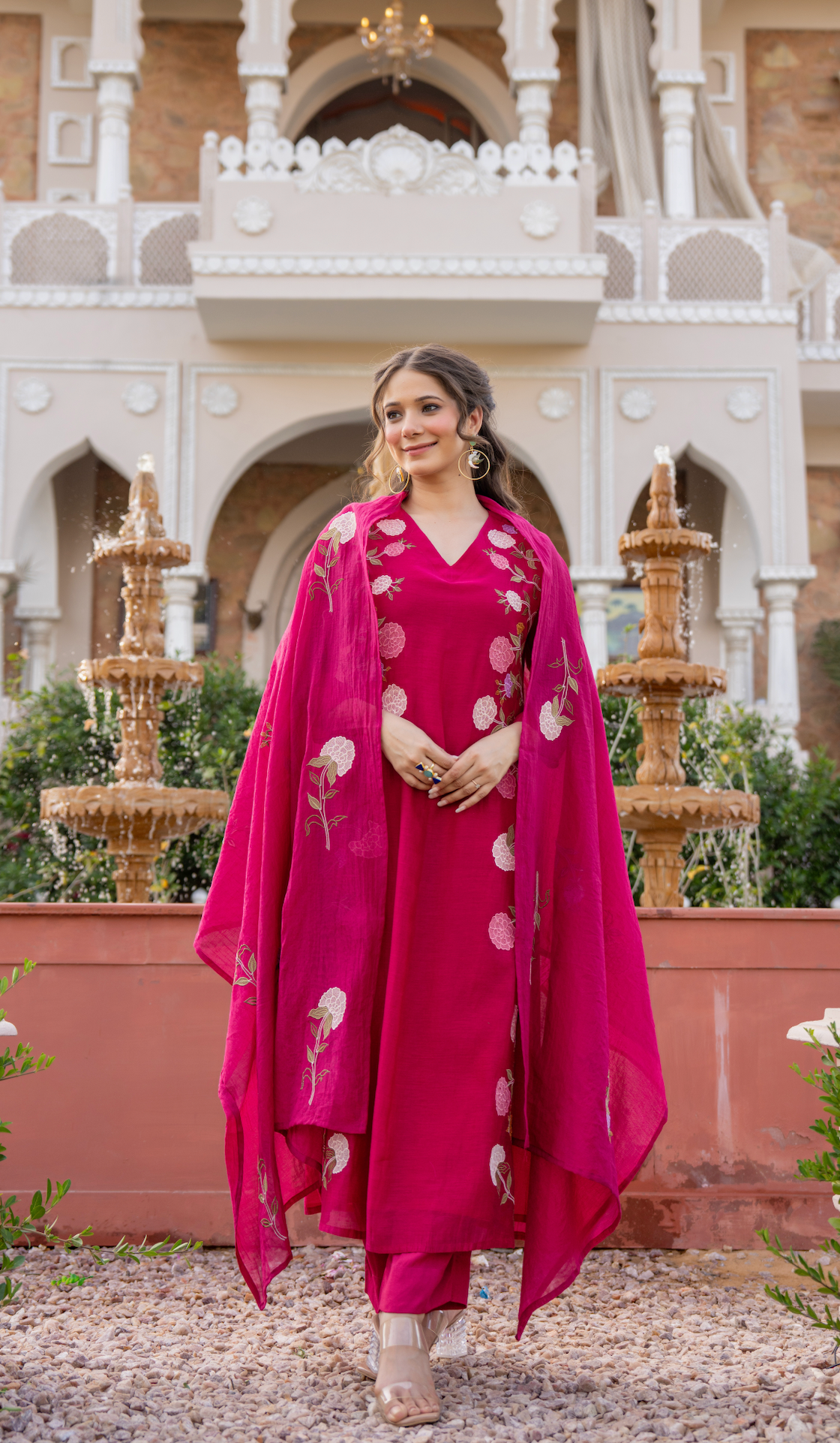 Crimson Blush Chanderi Suit Set