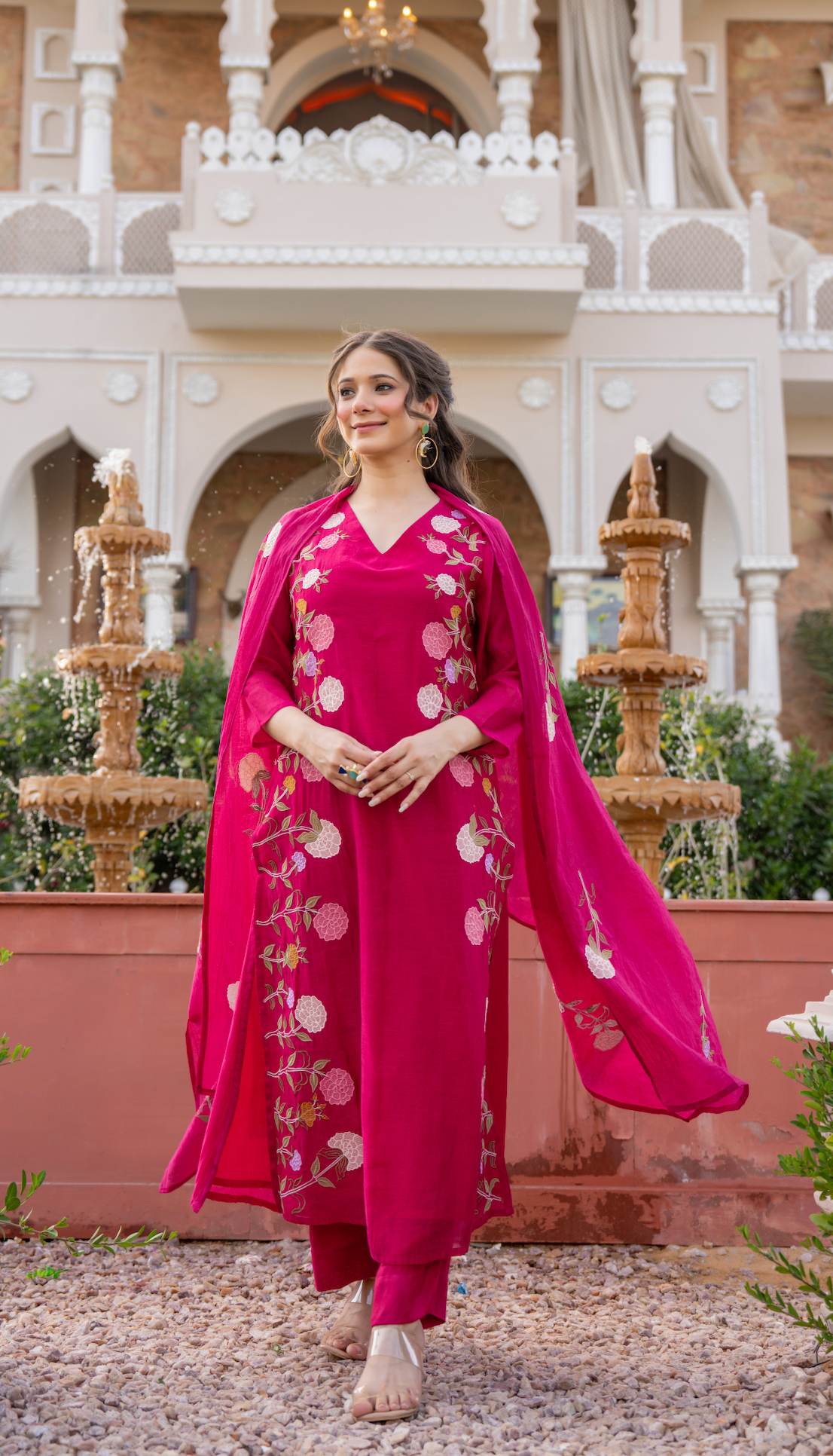 Crimson Blush Chanderi Suit Set