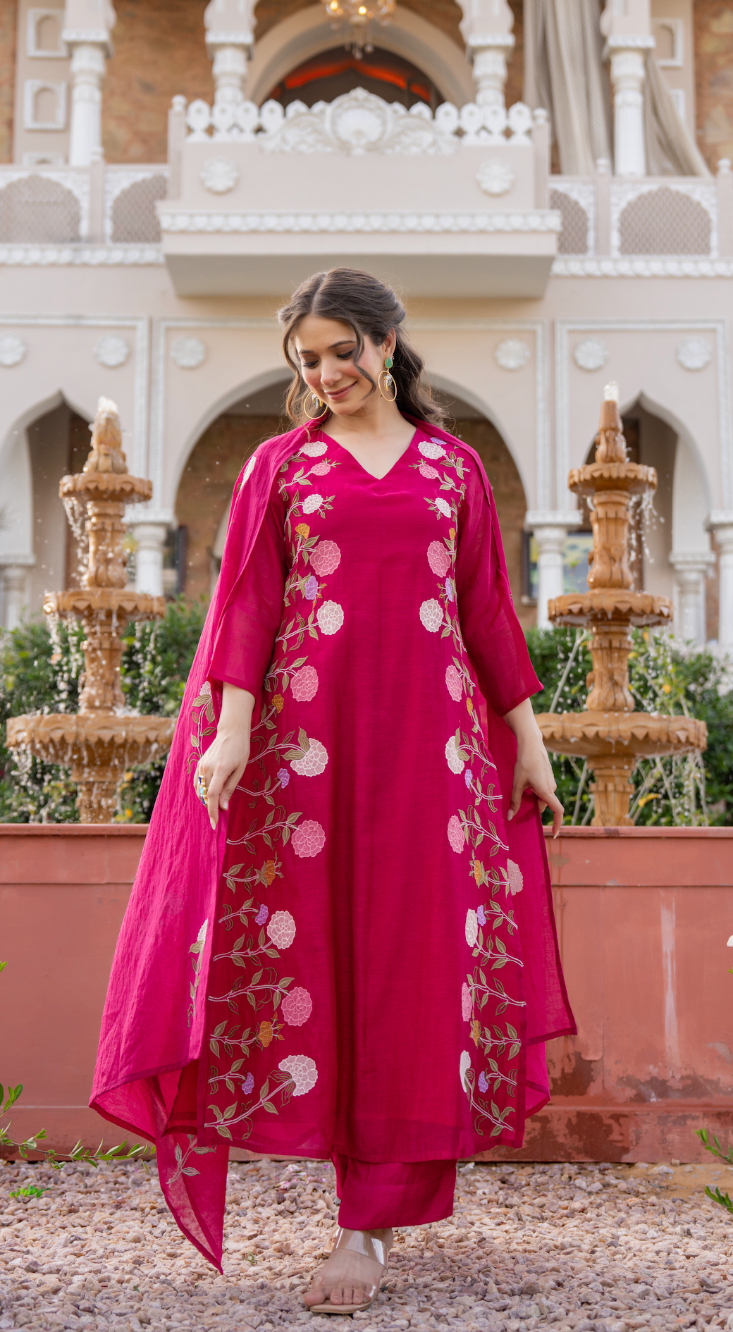 Crimson Blush Chanderi Suit Set