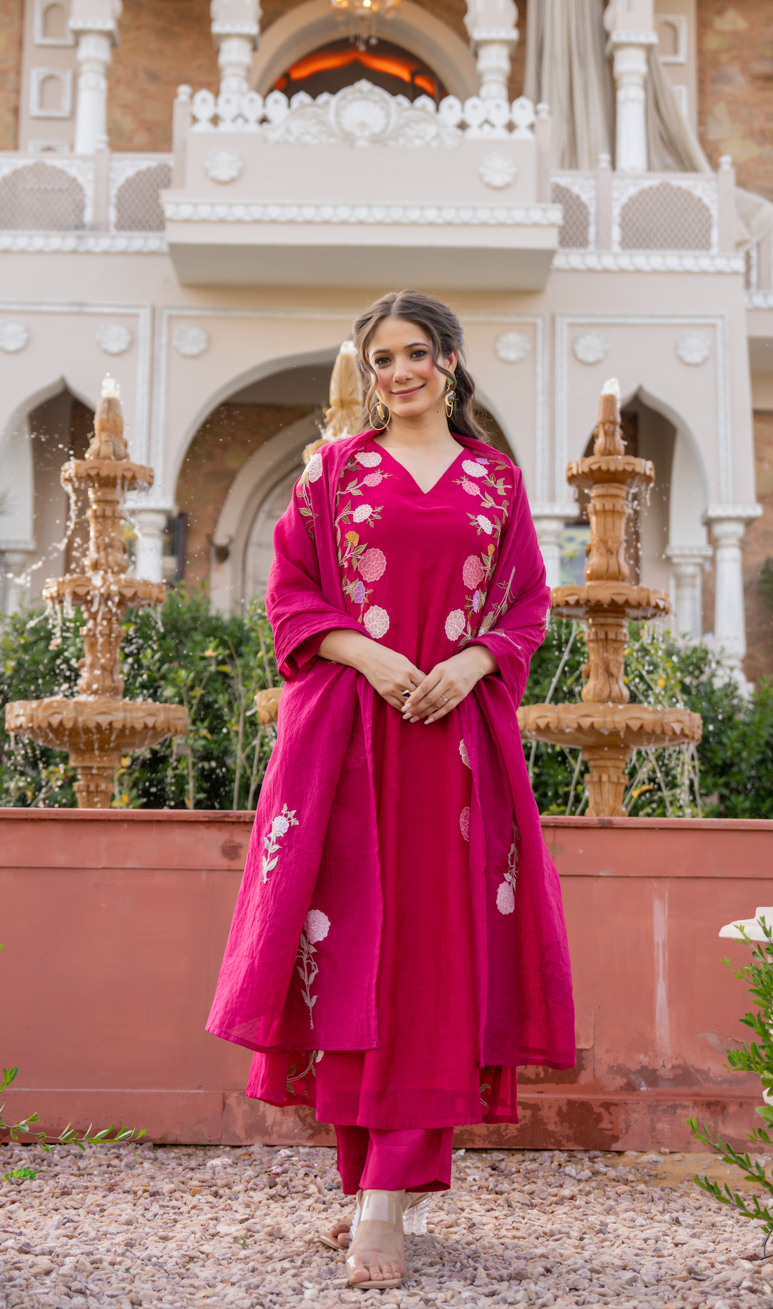 Crimson Blush Chanderi Suit Set