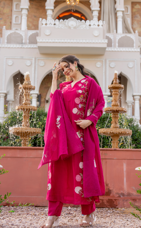 Crimson Blush Chanderi Suit Set