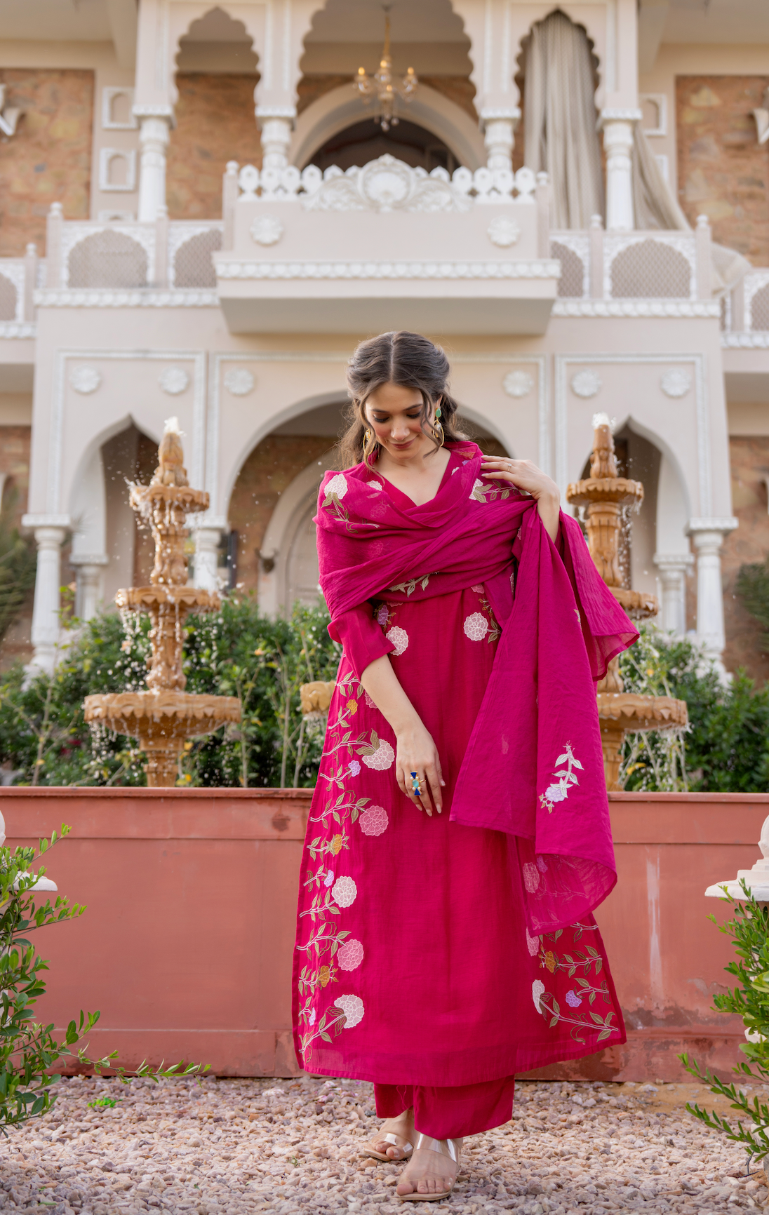 Crimson Blush Chanderi Suit Set