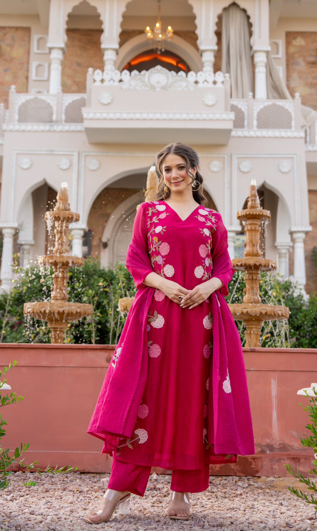 Crimson Blush Chanderi Suit Set