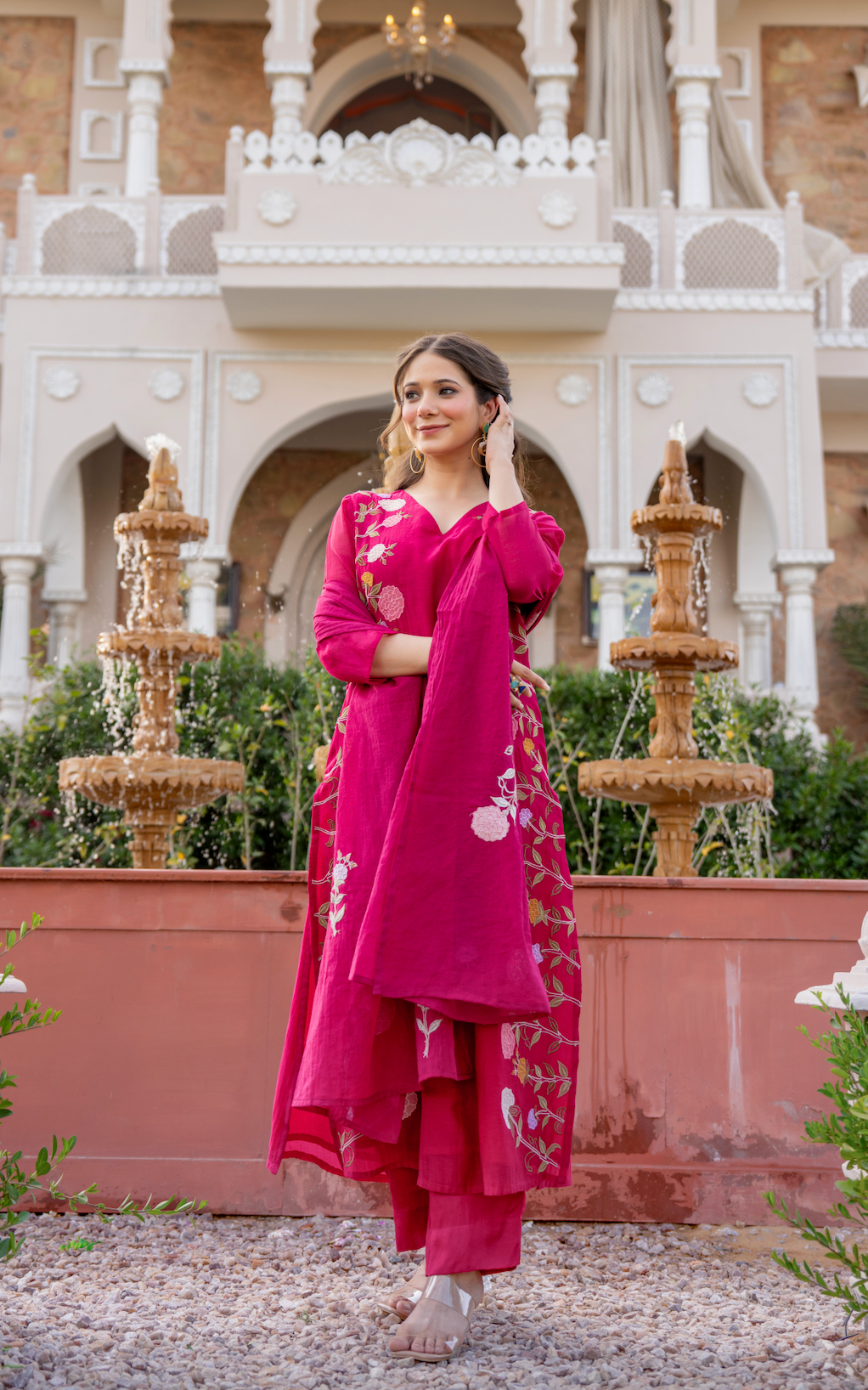 Crimson Blush Chanderi Suit Set