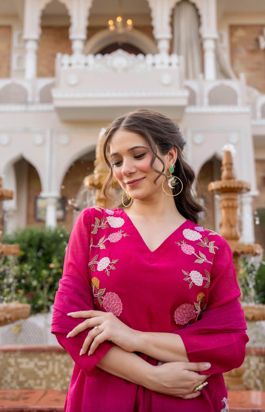 Crimson Blush Chanderi Suit Set