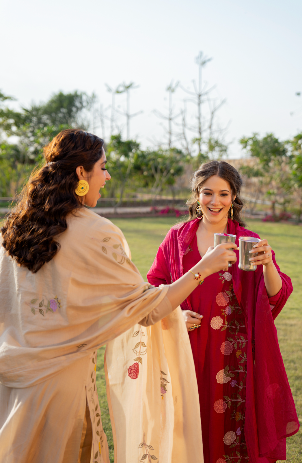 Crimson Blush Chanderi Suit Set