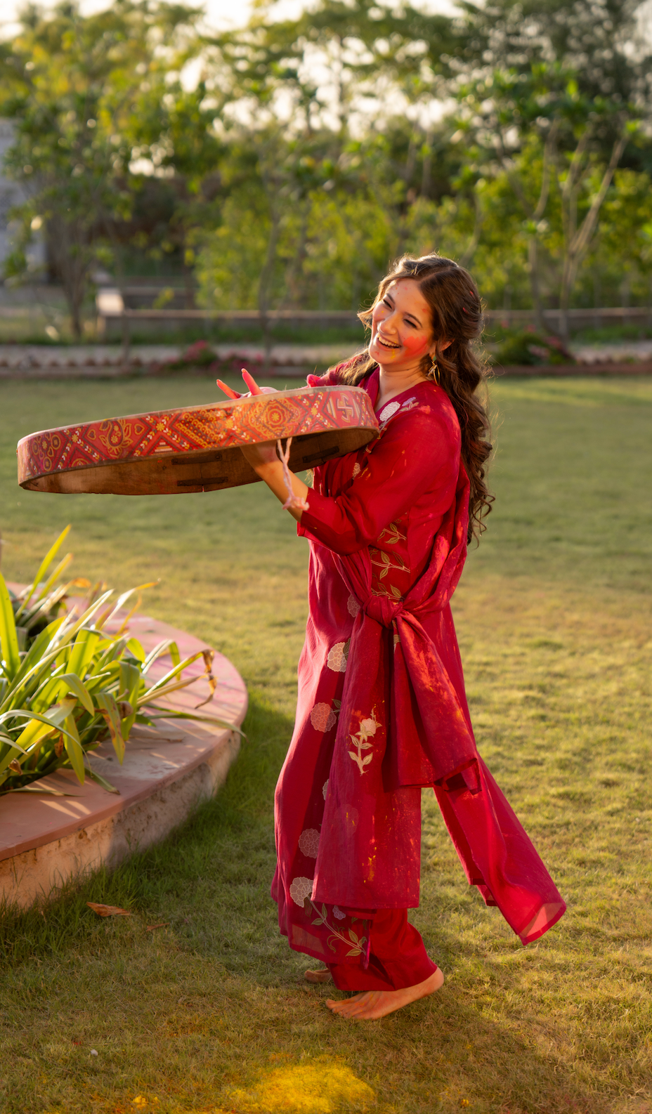 Crimson Blush Chanderi Suit Set