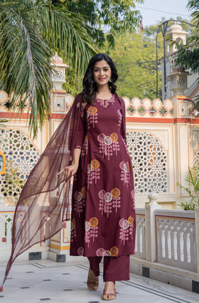 Bronze Elegance Cotton Suit Set