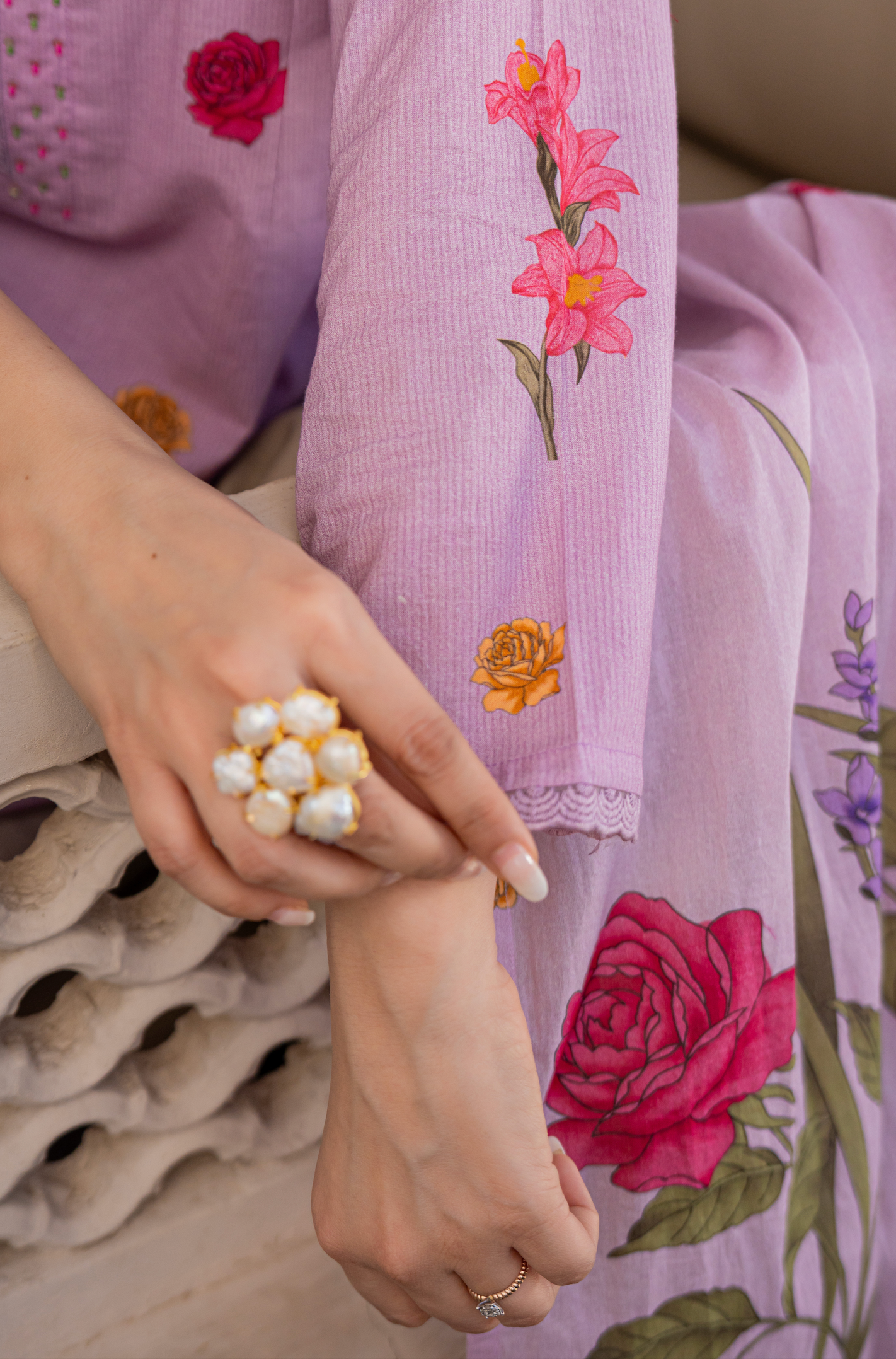 Coastal Lilac Cotton Suit Set
