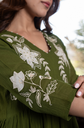 Emerald Aura Crush Cotton Suit Set