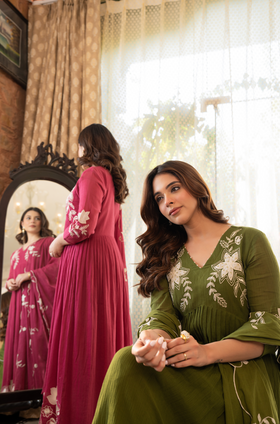 Emerald Aura Crush Cotton Suit Set