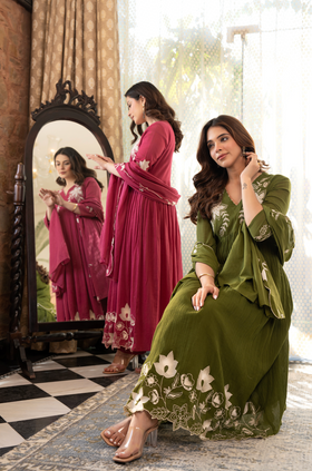 Emerald Aura Crush Cotton Suit Set