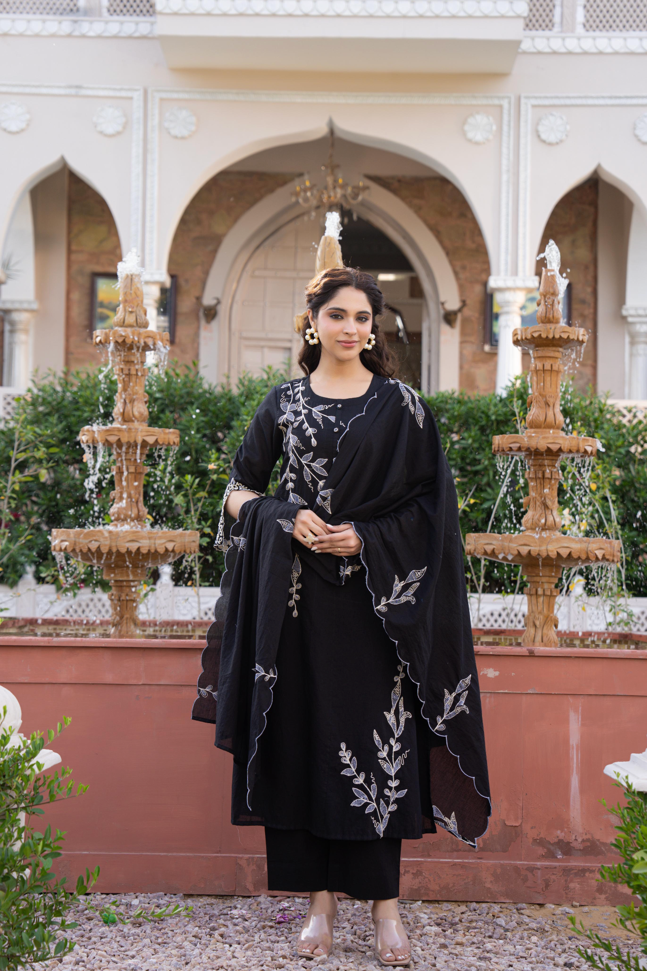 Black Peony Suit Set