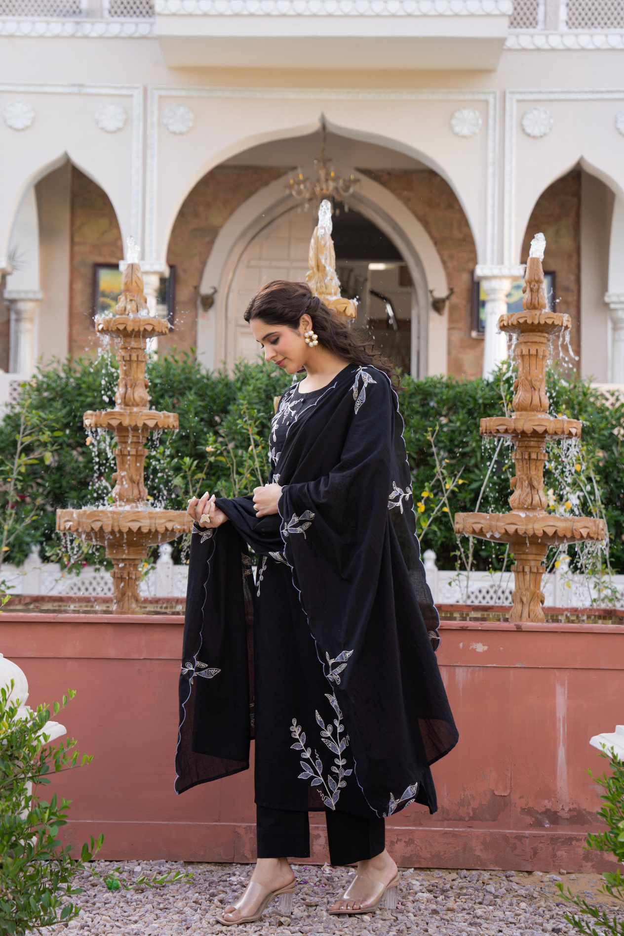 Black Peony Suit Set