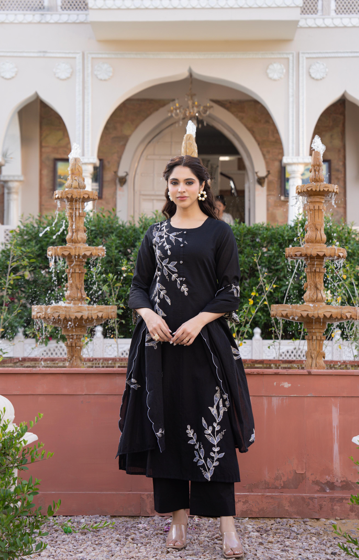 Black Peony Suit Set