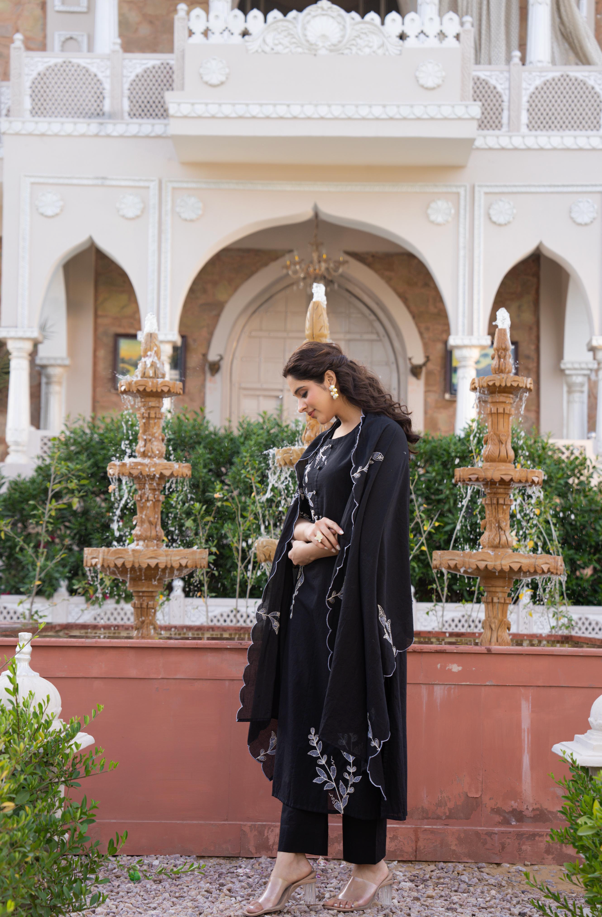 Black Peony Suit Set