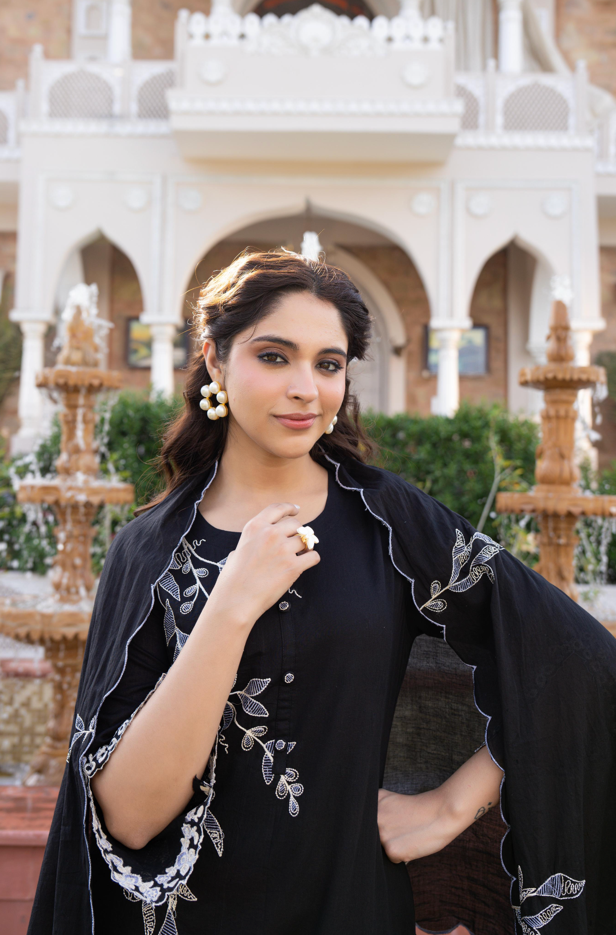 Black Peony Suit Set
