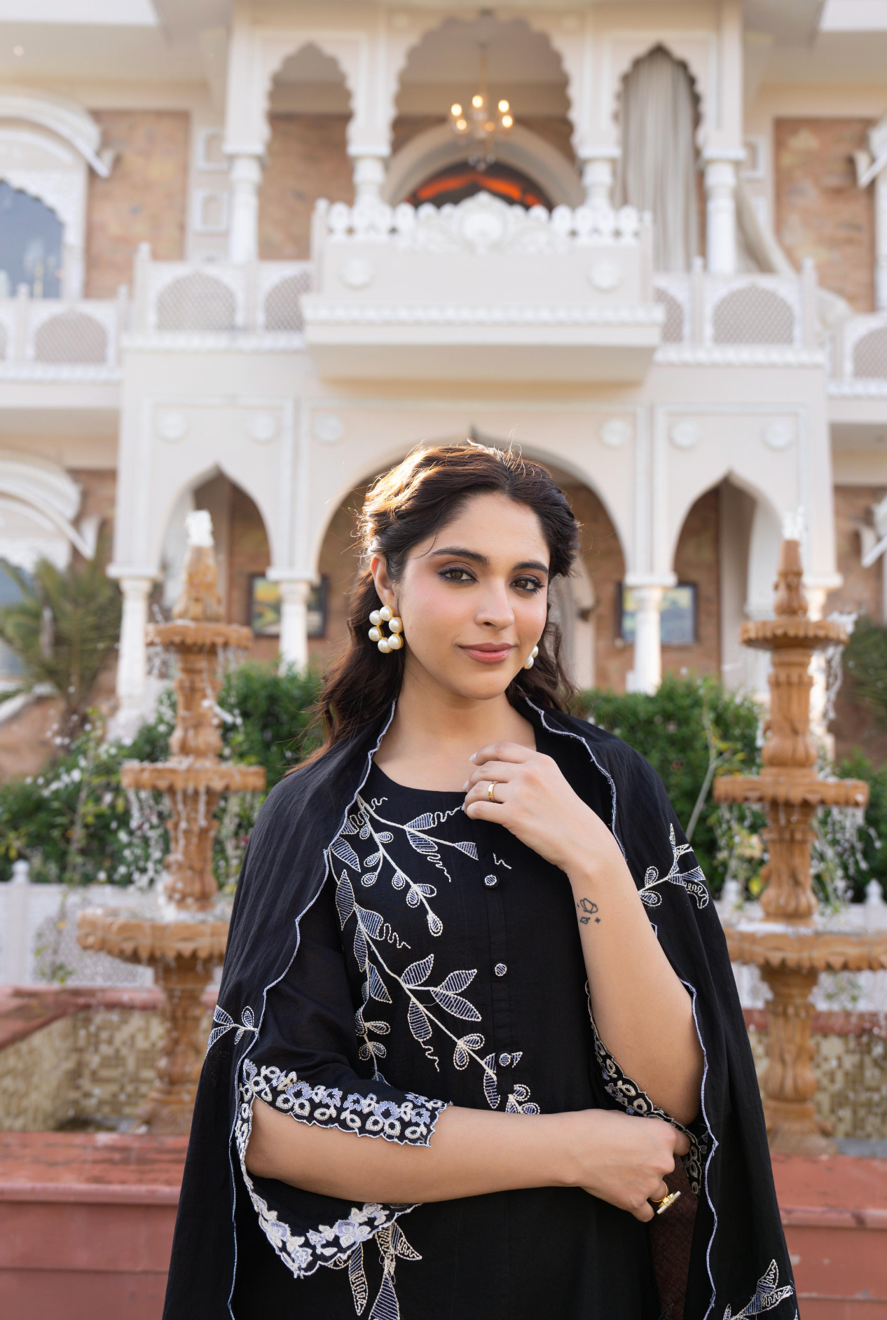 Black Peony Suit Set