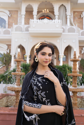 Black Peony Suit Set