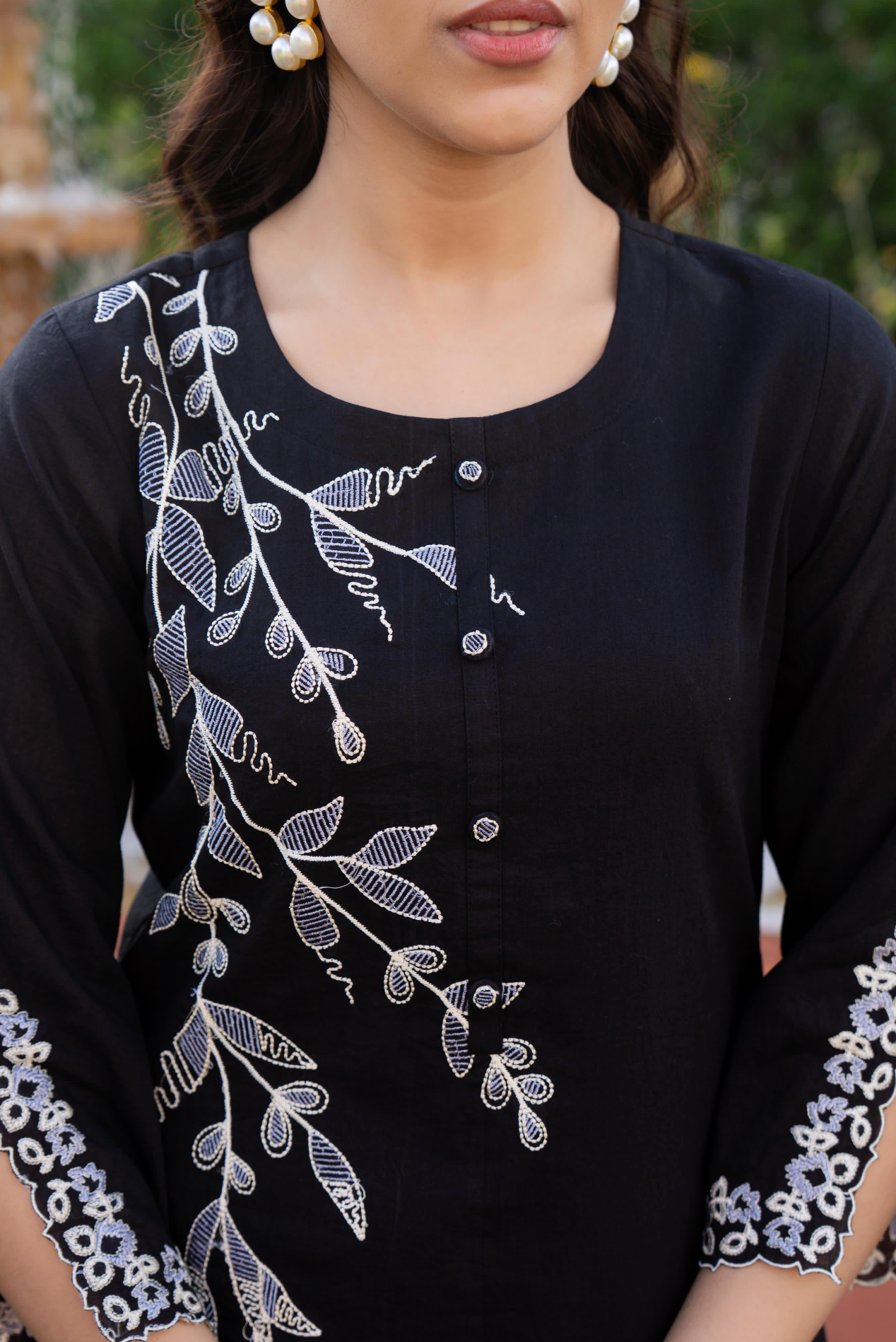 Black Peony Suit Set