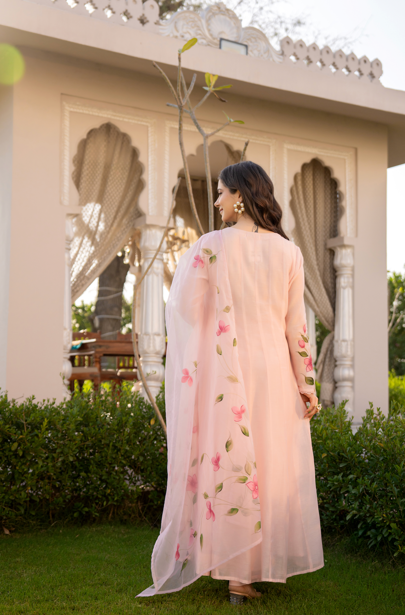 Blossom Pink Chanderi Suit Set