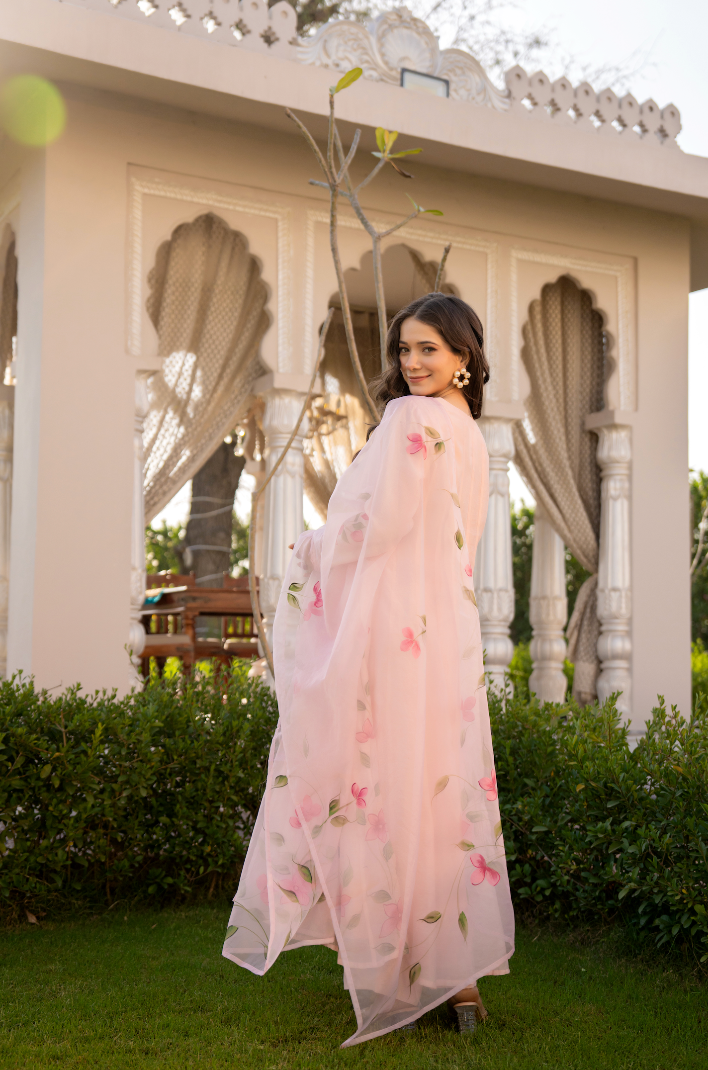 Blossom Pink Chanderi Suit Set