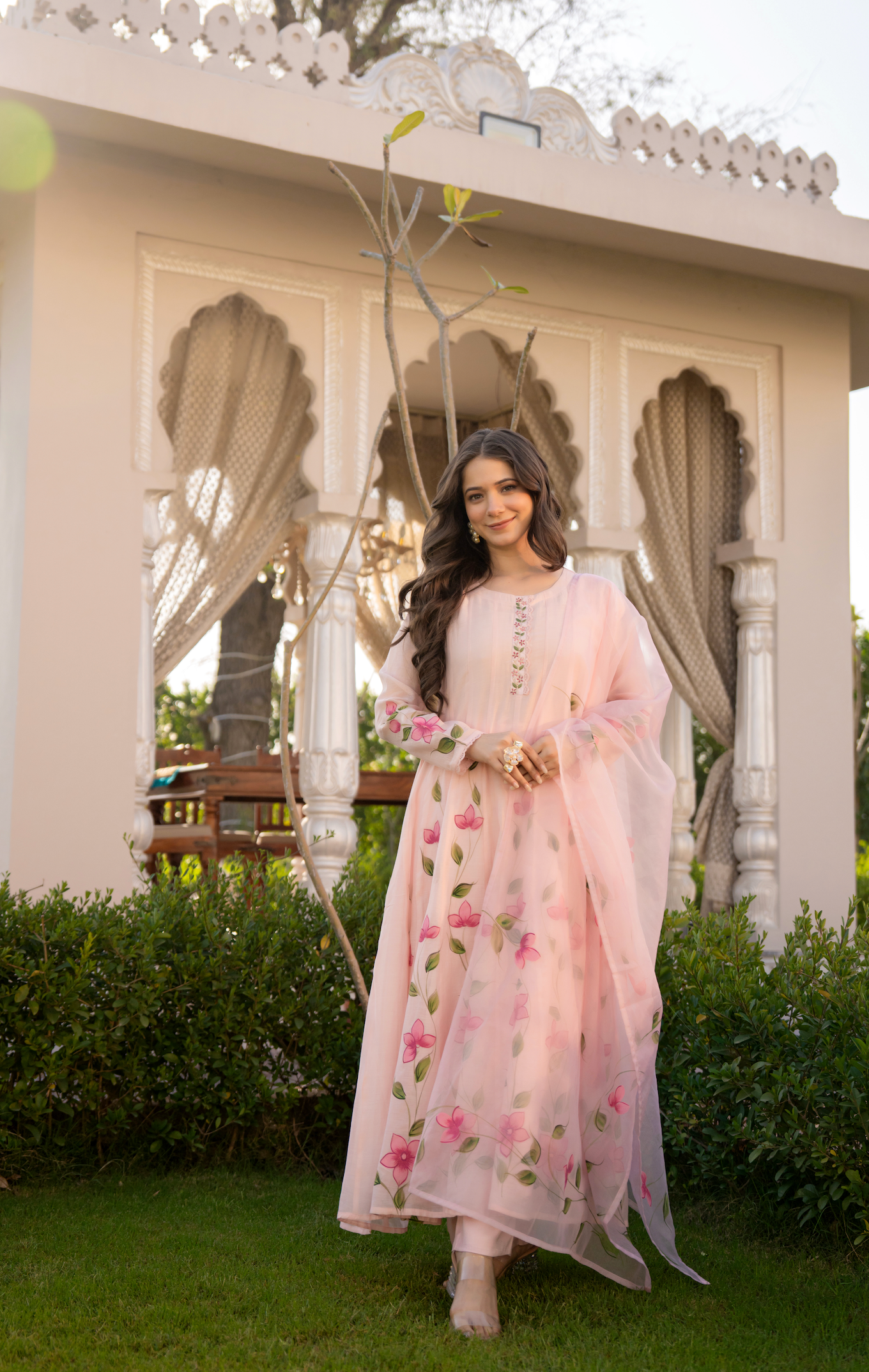 Blossom Pink Chanderi Suit Set
