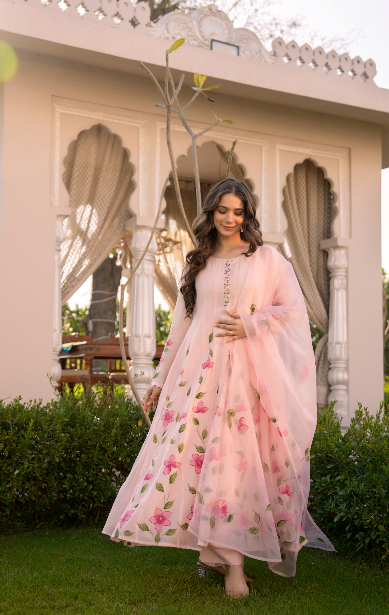 Blossom Pink Chanderi Suit Set