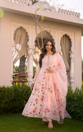 Blossom Pink Chanderi Suit Set