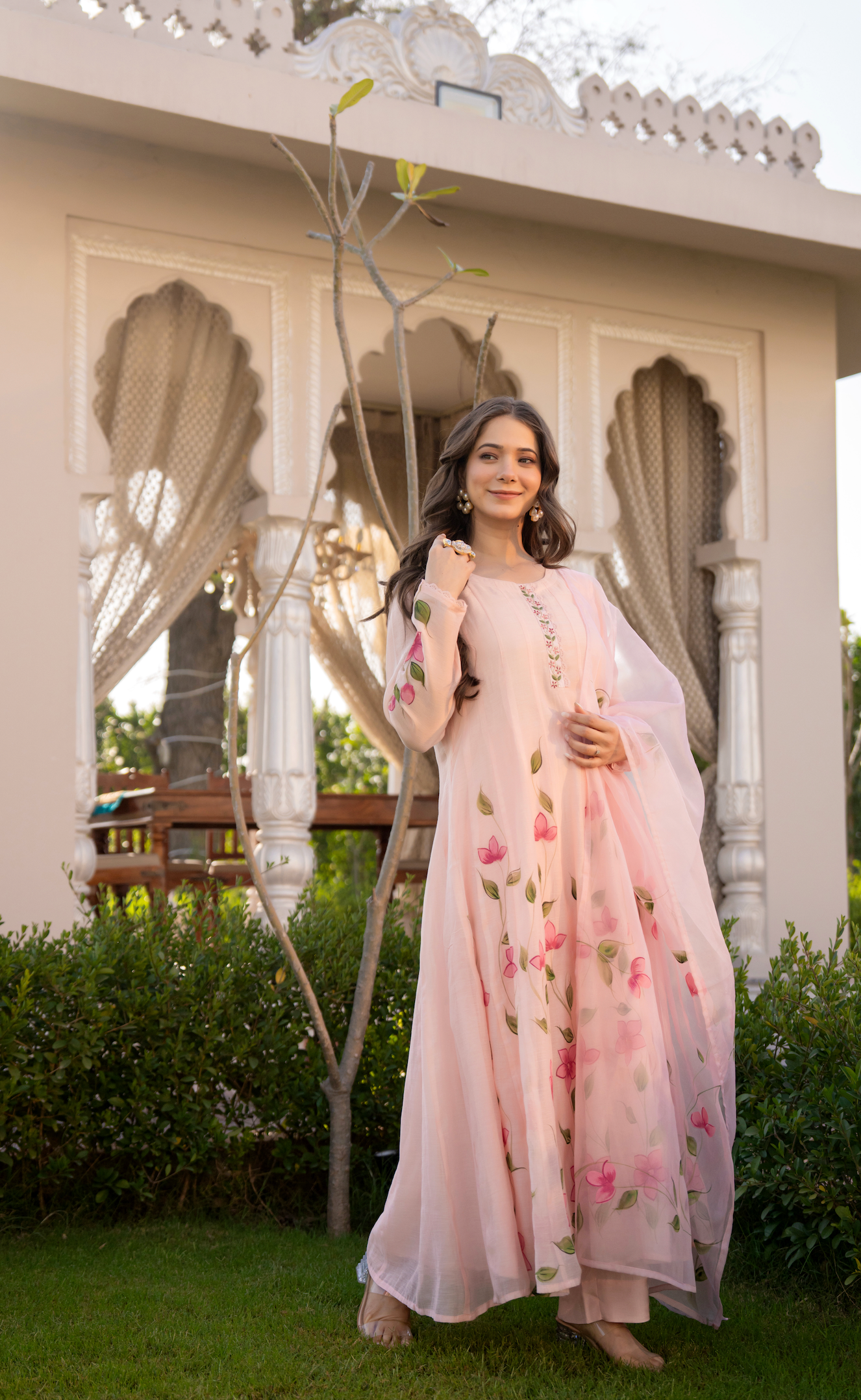Blossom Pink Chanderi Suit Set