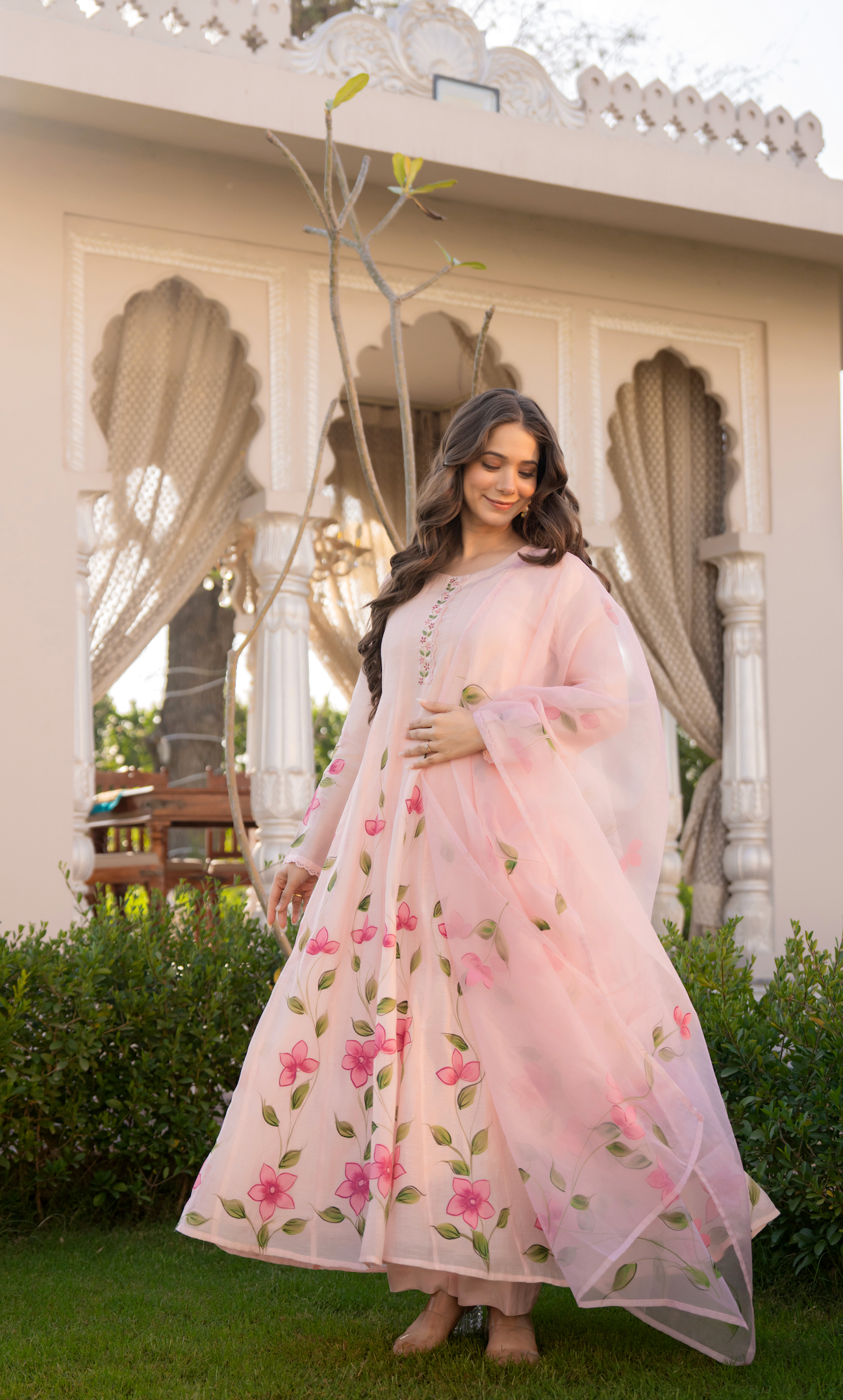 Blossom Pink Chanderi Suit Set