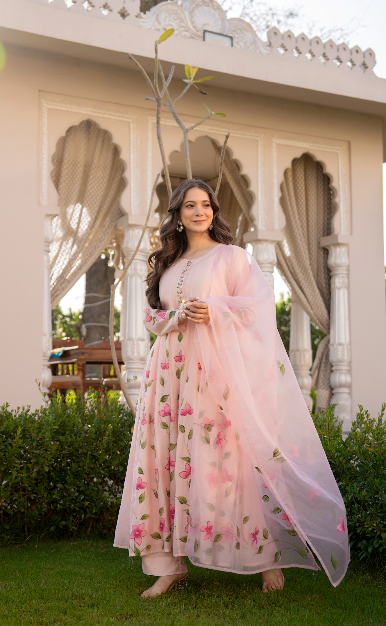 Blossom Pink Chanderi Suit Set