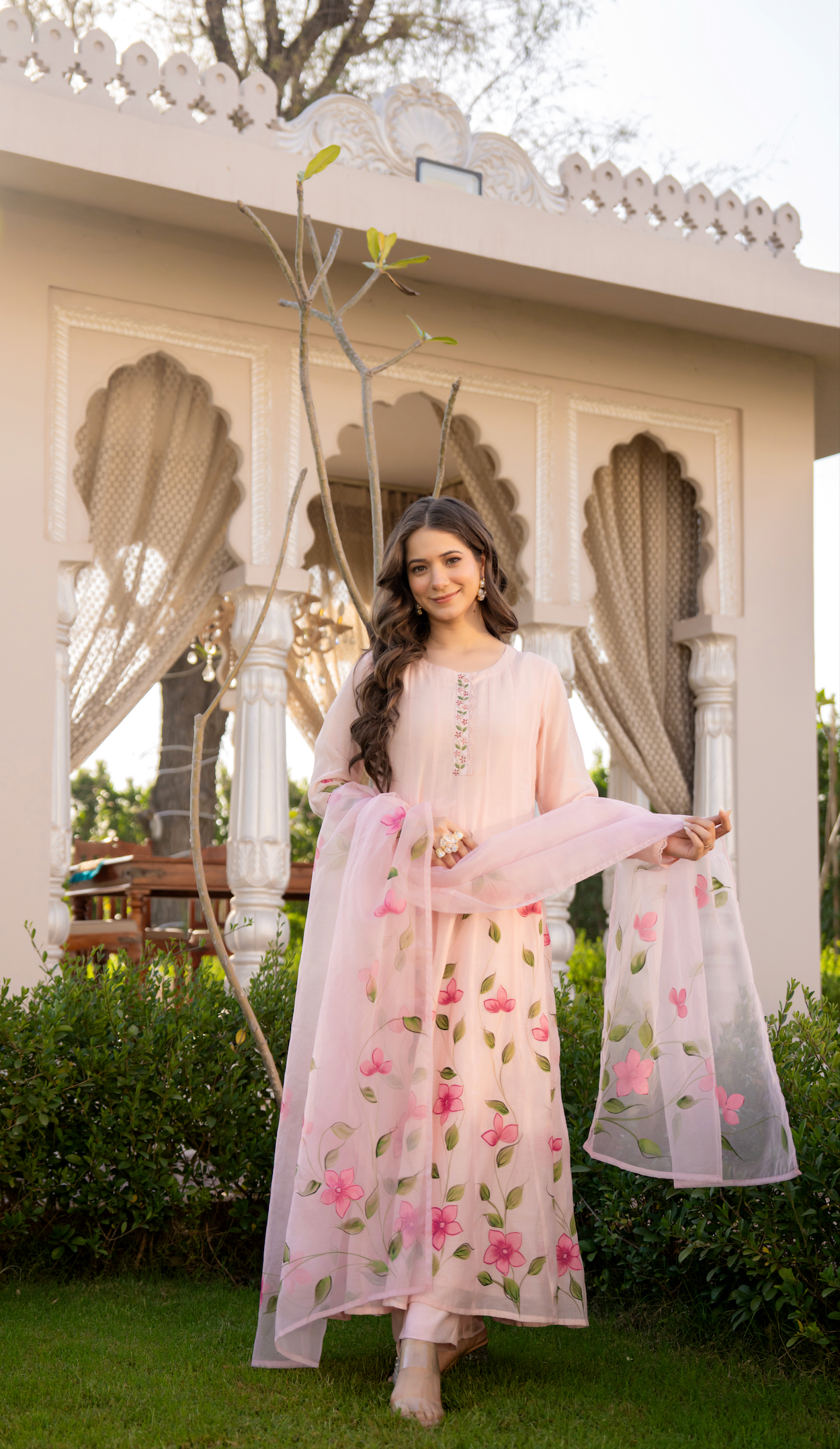 Blossom Pink Chanderi Suit Set
